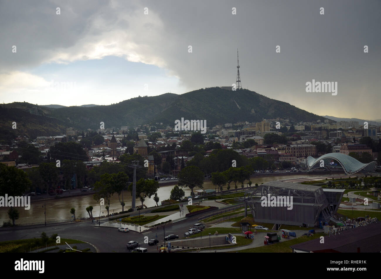 Vista panoramica su Tbilisi, Georgia Foto Stock