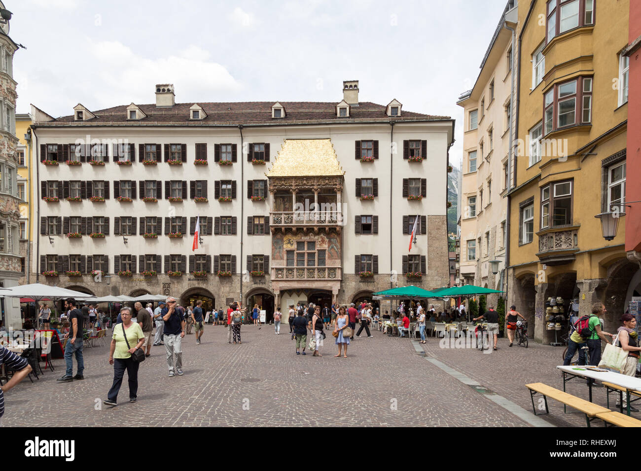 Il tetto dorato nel centro storico della città di Innsbruck, Austria Foto Stock