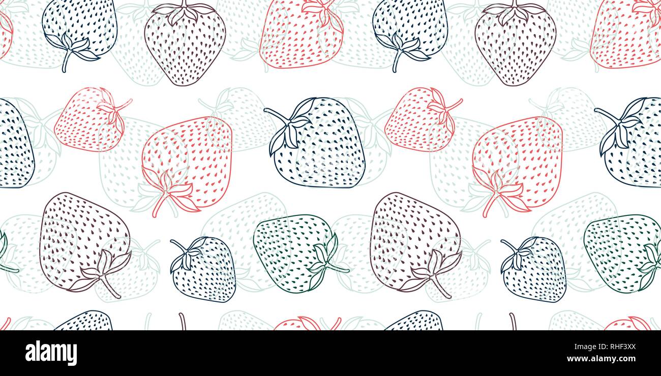 Seamless pattern del vettore con la coloratissima linea di fragole. Illustrazione Vettoriale