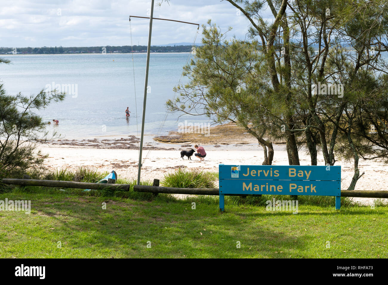 Huskisson, NSW, Australia-December 22, 2018: vista sulla spiaggia di Jervis Bay Marine Park, città di Huskisson, NSW, Australia Foto Stock