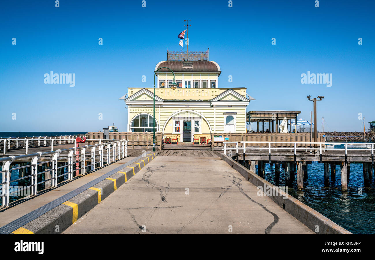 St Kilda Pavilion un chiosco storico situato alla fine di Saint Kilda Pier in Melbourne Victoria Australia Foto Stock