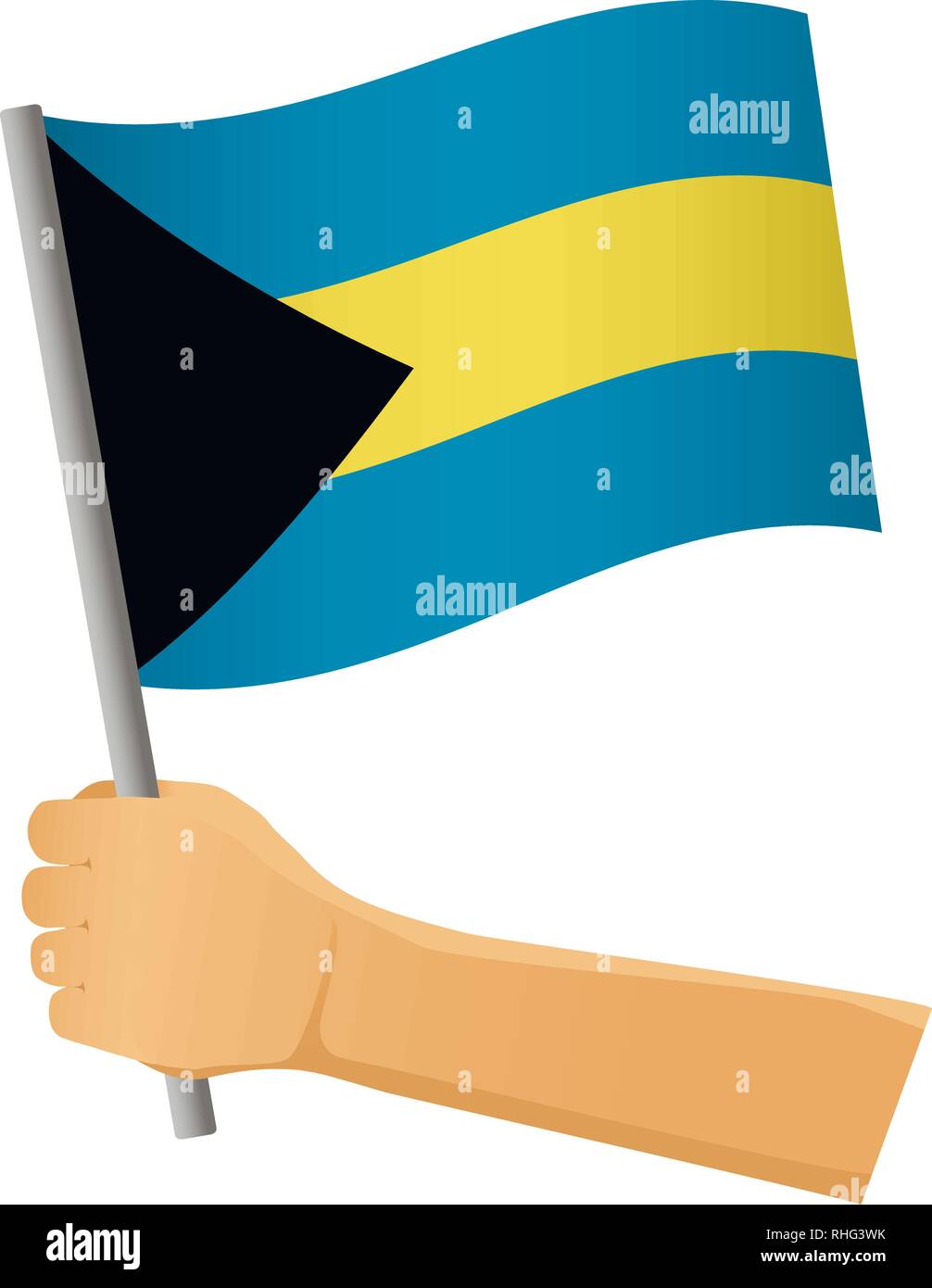 Bahamas bandiera in mano. Sfondo patriottico. Bandiera nazionale delle Bahamas illustrazione vettoriale Illustrazione Vettoriale