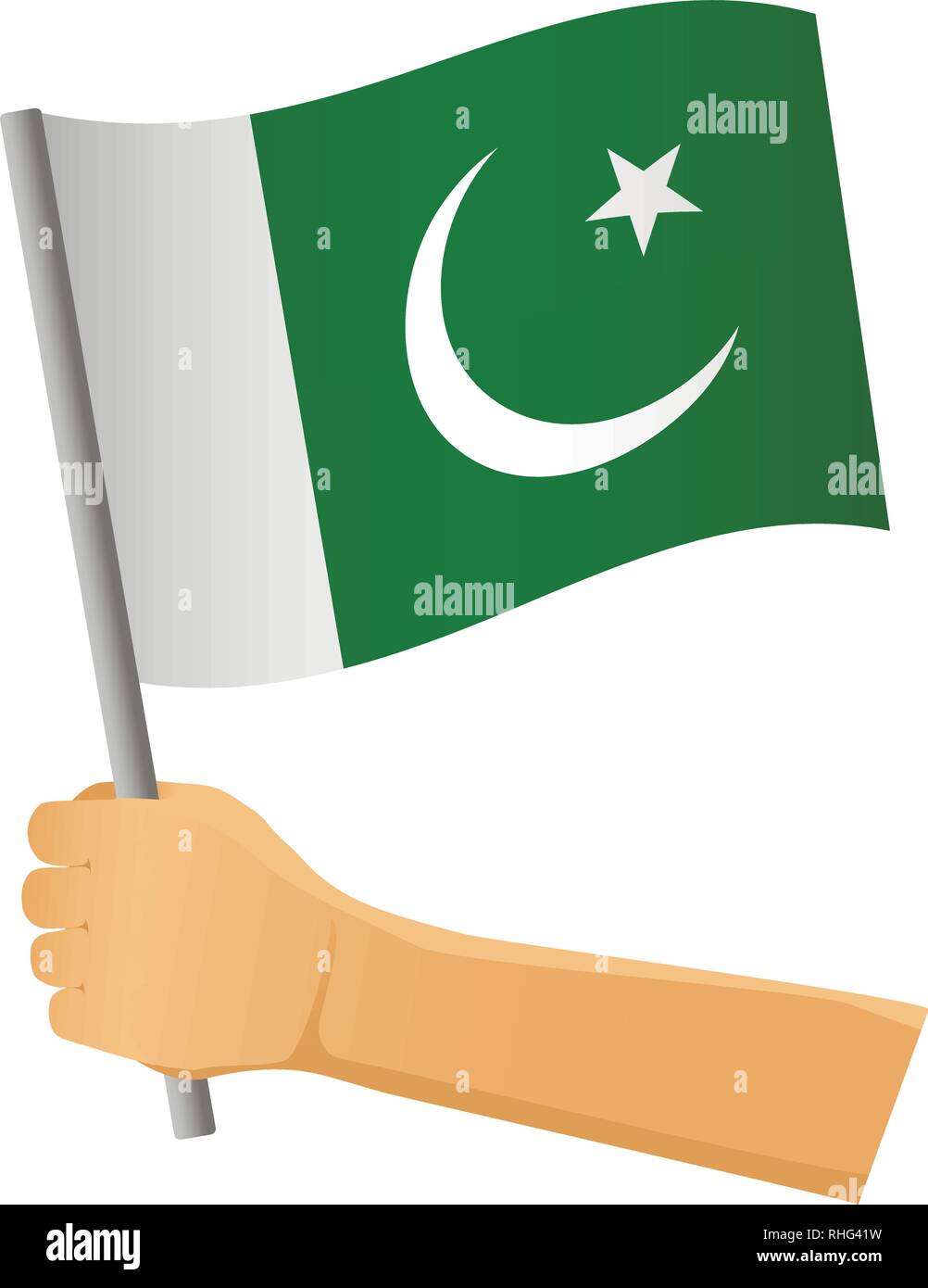 Il Pakistan bandiera in mano. Sfondo patriottico. Bandiera nazionale del Pakistan illustrazione vettoriale Illustrazione Vettoriale