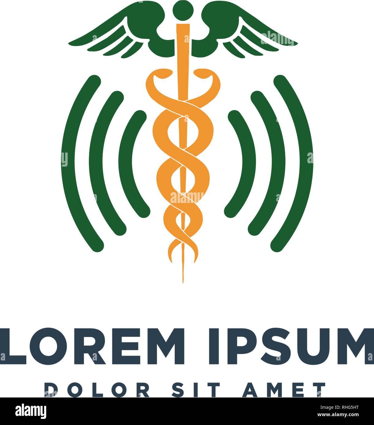 Caduceo simbolo medico illustrazione vettoriale, icona elementi isolati Illustrazione Vettoriale