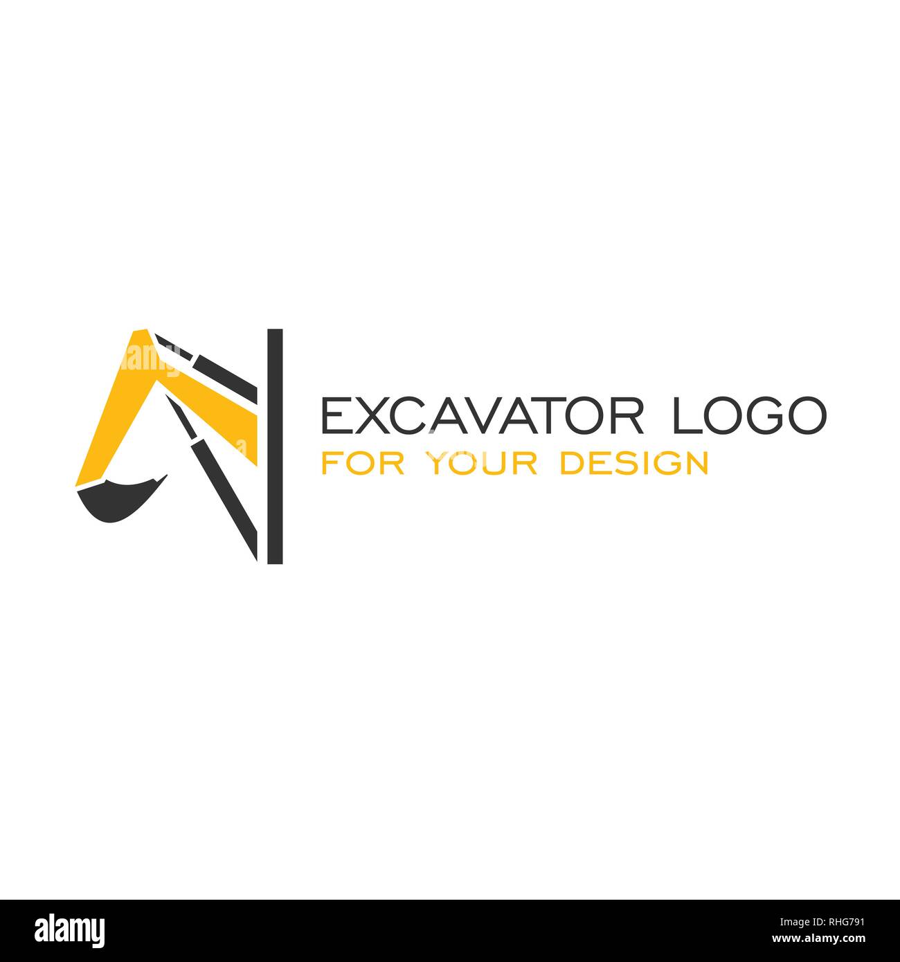 Escavatore logo design. Illustrazione Vettoriale