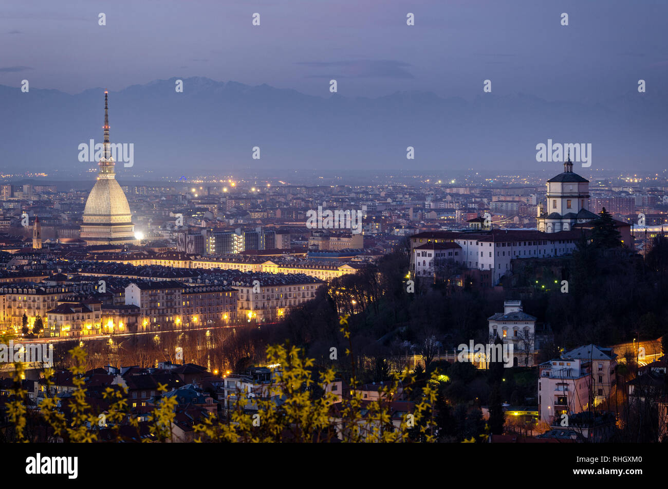 Torino alta definizione panorama con Mole Antonelliana1 Foto Stock