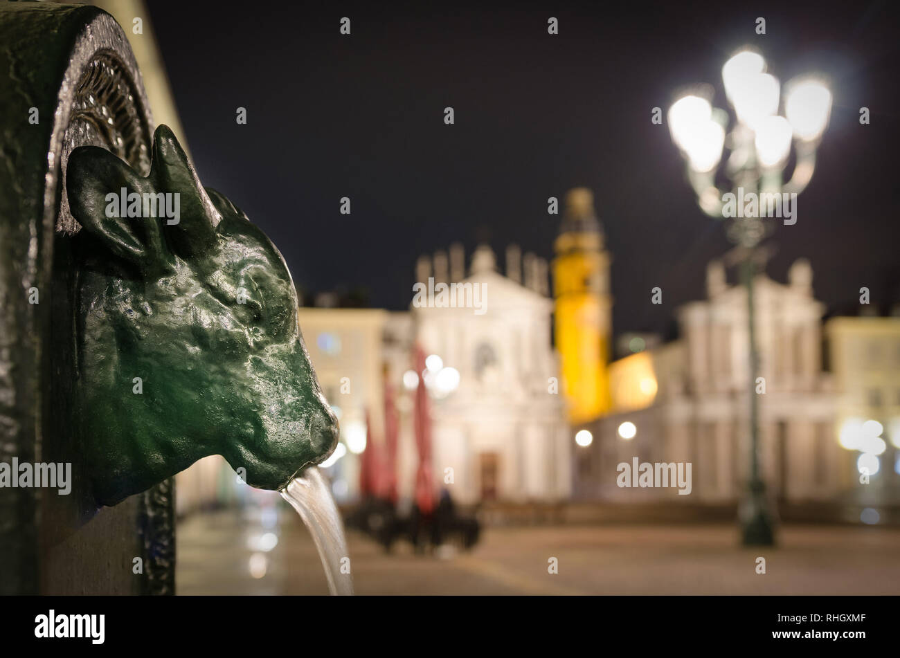 Torino Piazza San Carlo con un Turet in primo piano Foto Stock
