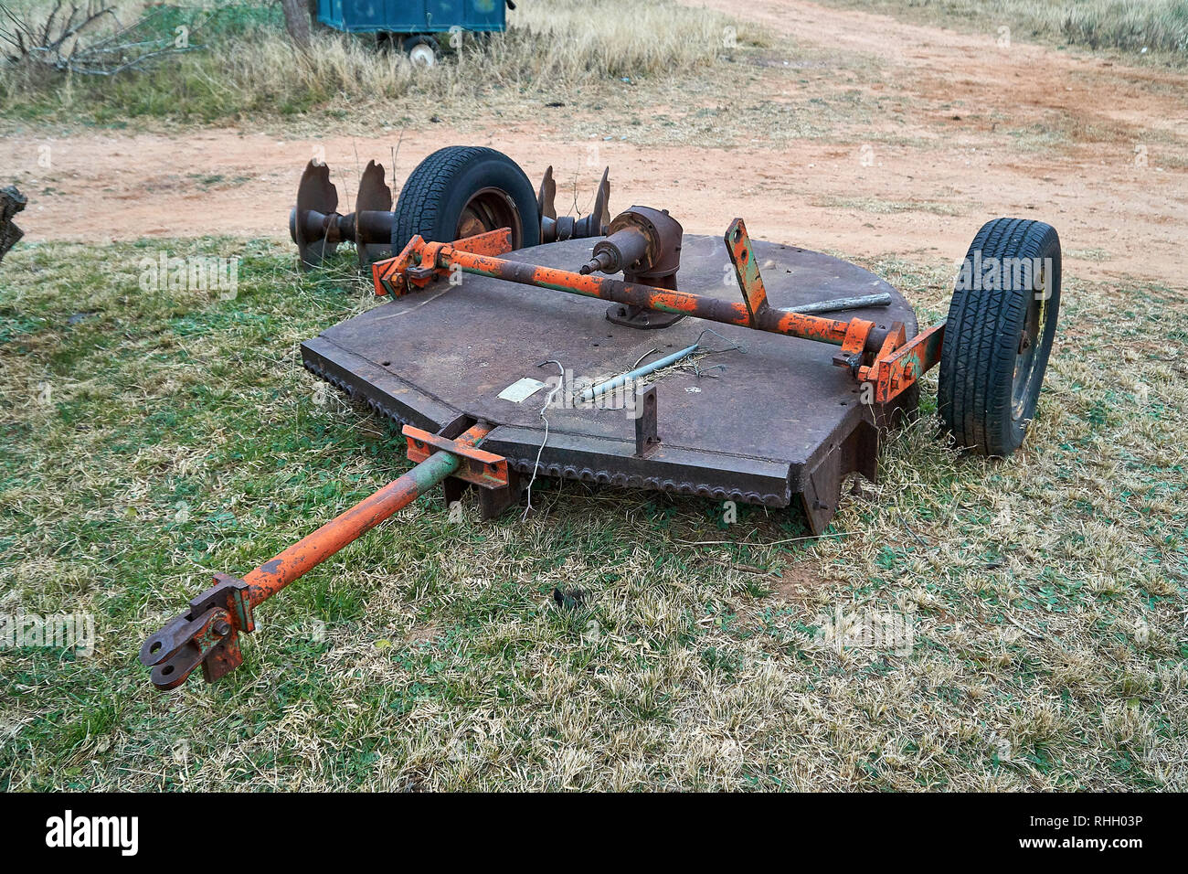 Antique Traino dietro il tosaerba tritadocumenti Foto Stock