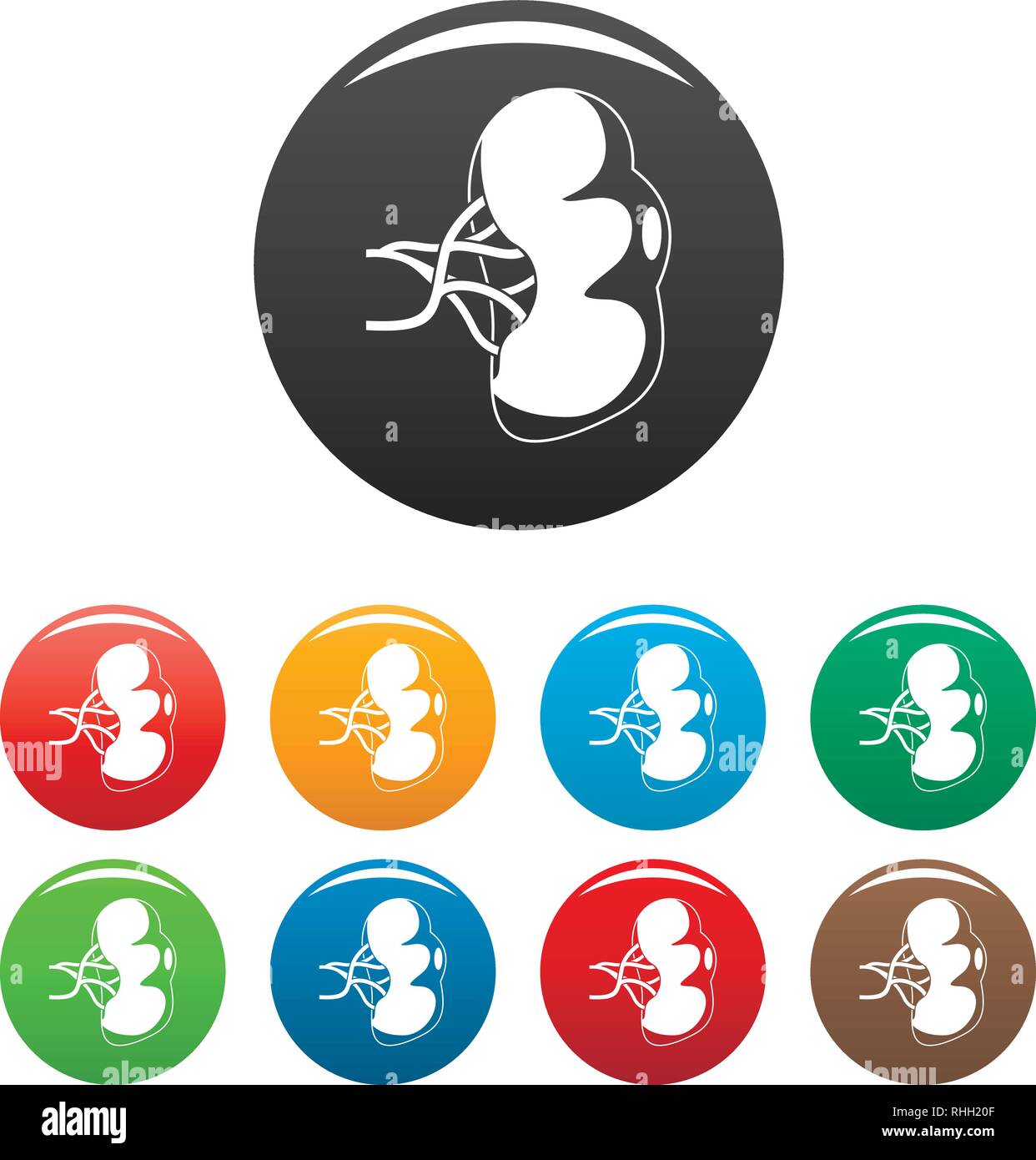 Sana le icone di milza impostare 9 vettore di colore isolato su bianco per qualsiasi design Illustrazione Vettoriale