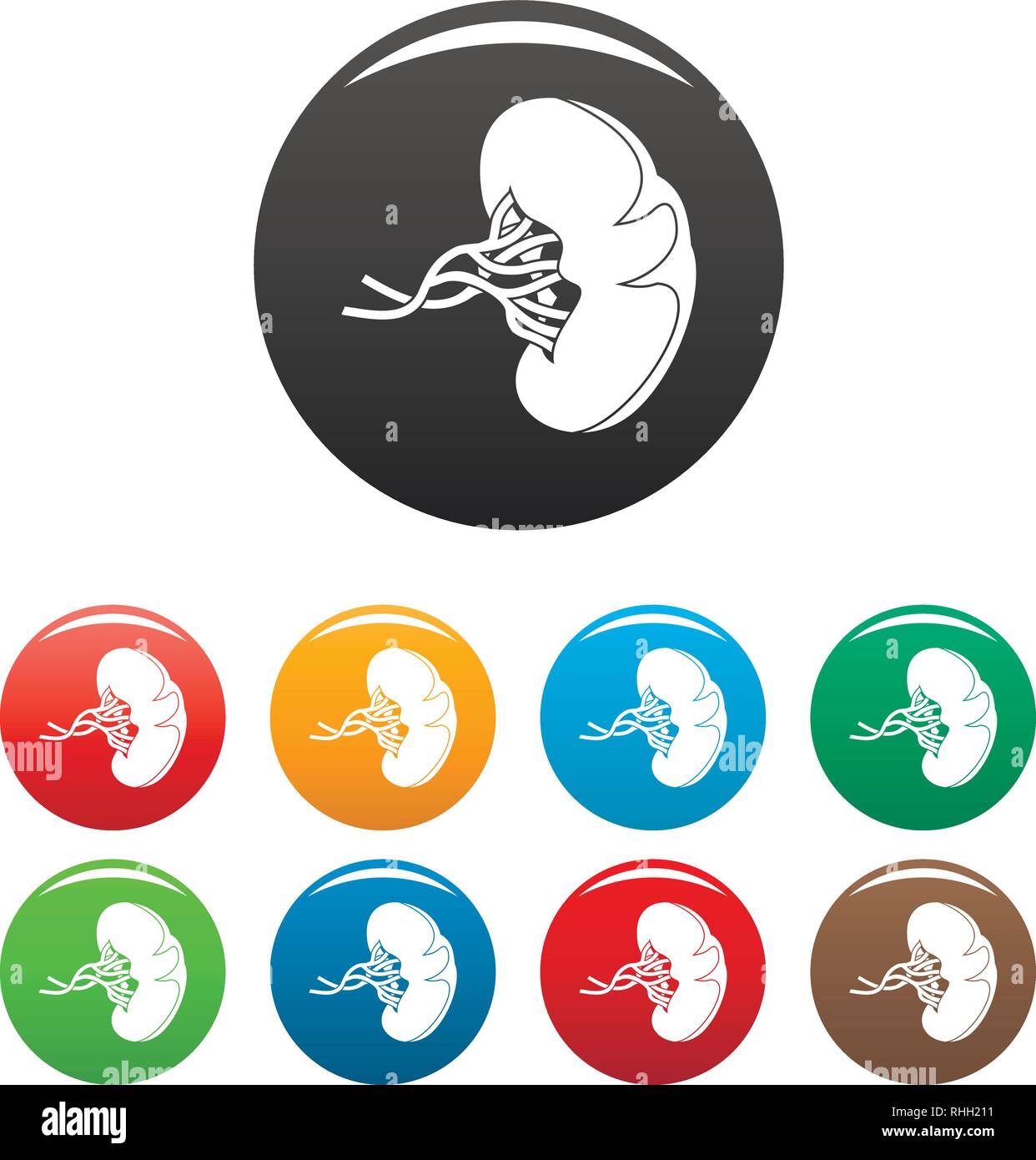 Malati di milza di set di icone 9 vettore di colore isolato su bianco per qualsiasi design Illustrazione Vettoriale