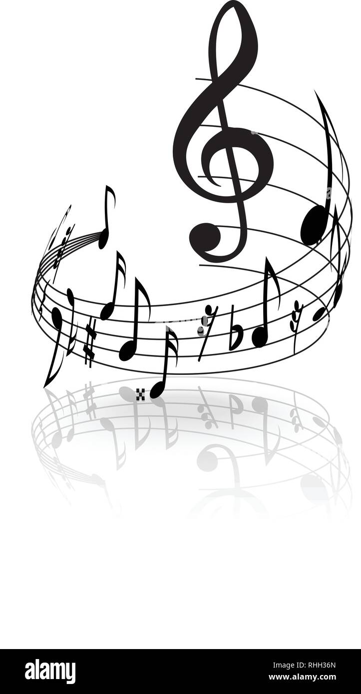 Ondulata personale musicale con note su uno sfondo bianco. Vettore Illustrazione Vettoriale