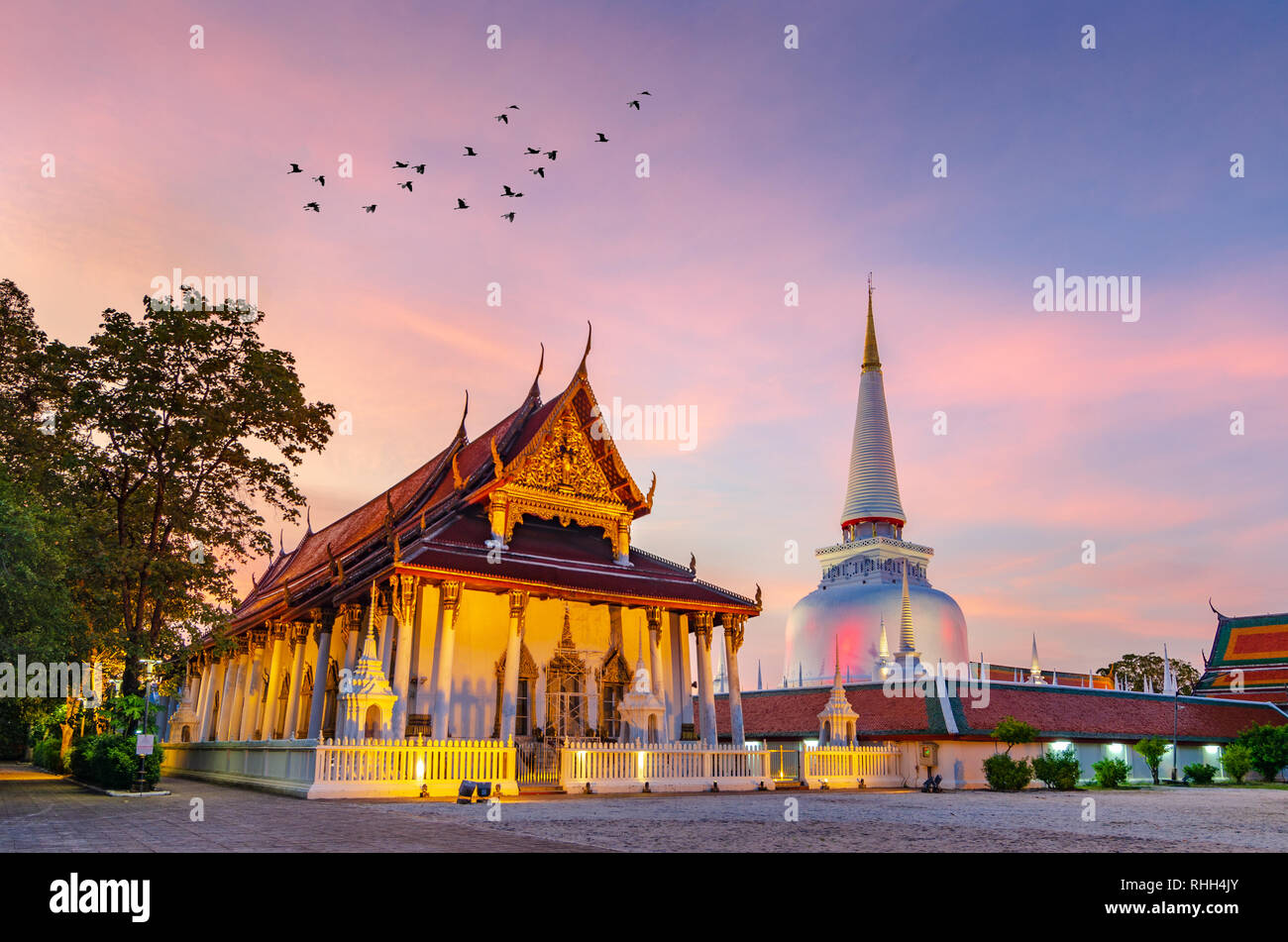 Il Wat Phra Mahathat Woramahawihan Nakhon Sri Thammarat Thailandia Foto Stock