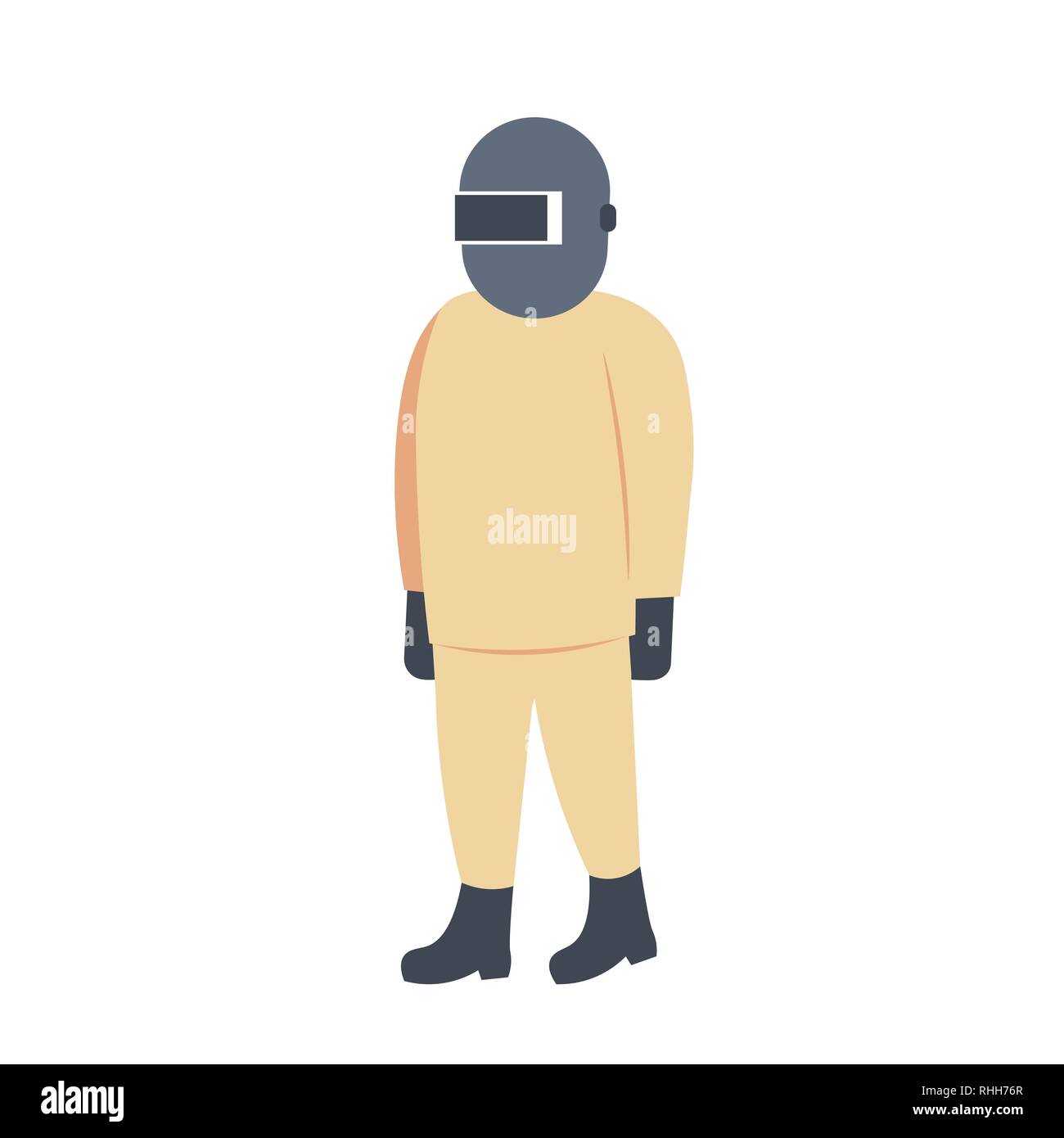 Saldatore icona uomo operaio industriale in uniforme di protezione e maschera professionale nozione maschio personaggio dei cartoni animati a lunghezza piena piatta isolata Illustrazione Vettoriale