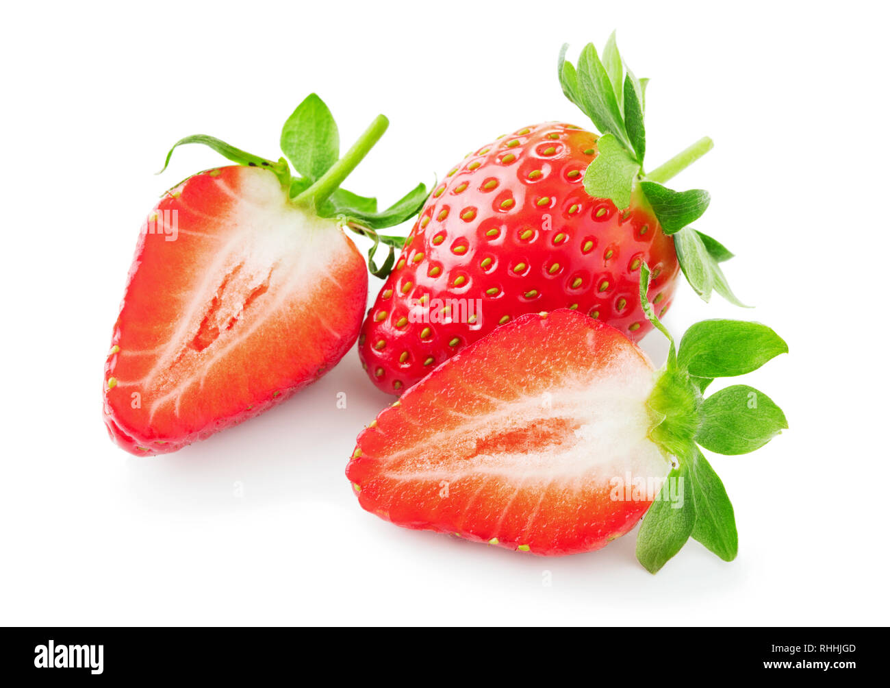 Fresche fragole mature frutti isolati su sfondo bianco Foto Stock