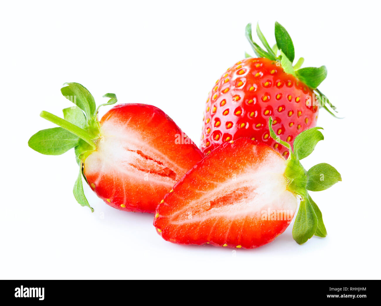 Fresche fragole mature frutti isolati su sfondo bianco Foto Stock