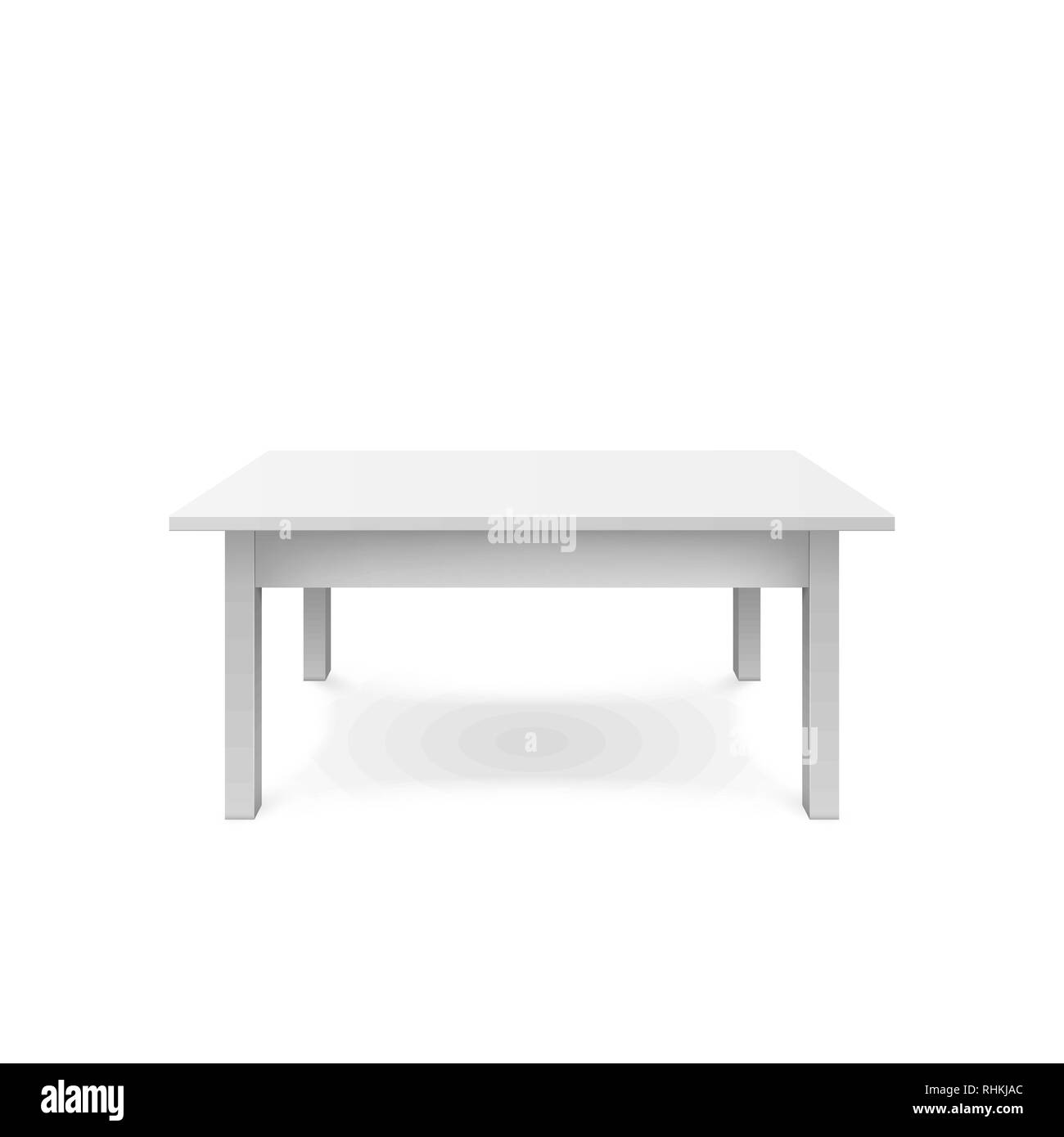 Svuotare tavolo bianco design. Teble in plastica con ombra. Illustrazione Vectro isolati su sfondo bianco Illustrazione Vettoriale