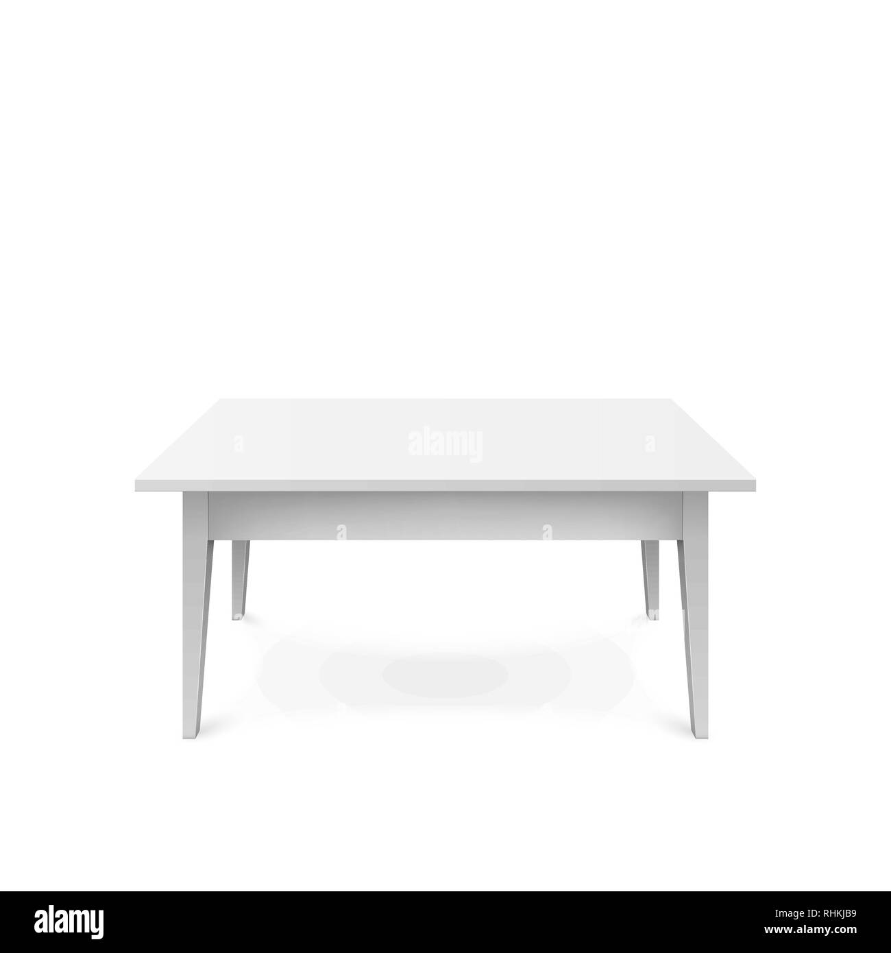 Realistica tavola bianco isolato su sfondo bianco. Ufficio bianco tavola con ombra. Illustrazione Vettoriale Illustrazione Vettoriale