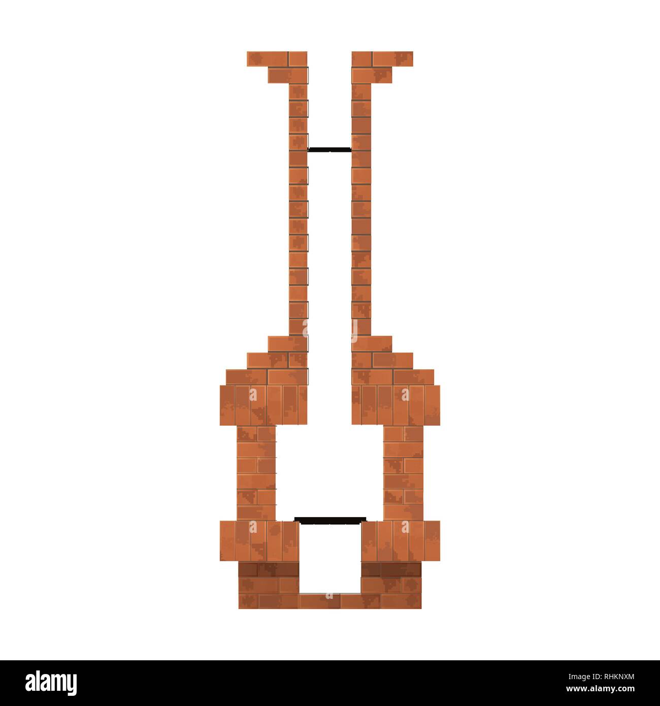 Caminetto di mattoni. Illustrazione vettoriale. Sezione trasversale. Illustrazione Vettoriale