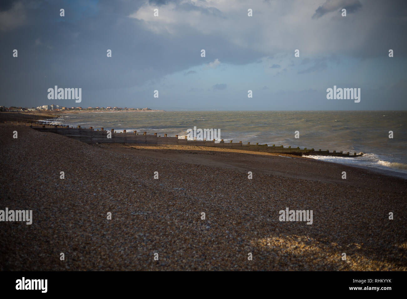 La spiaggia da Eastbourne Foto Stock