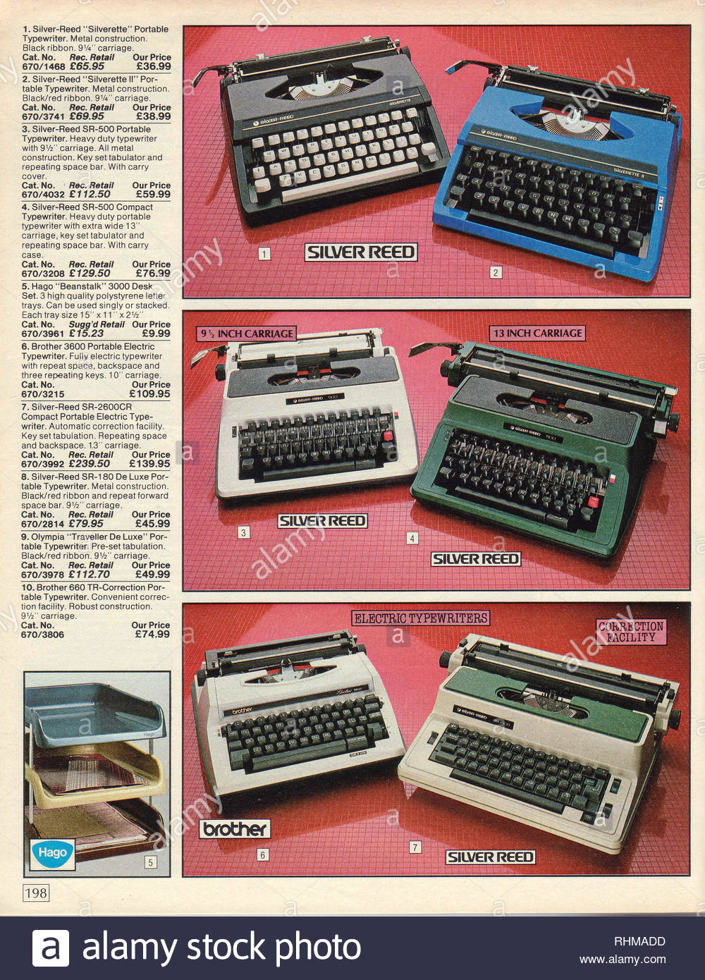 Vintage macchina da scrivere portatile, Argos gli elementi del catalogo dal 1985 Foto Stock