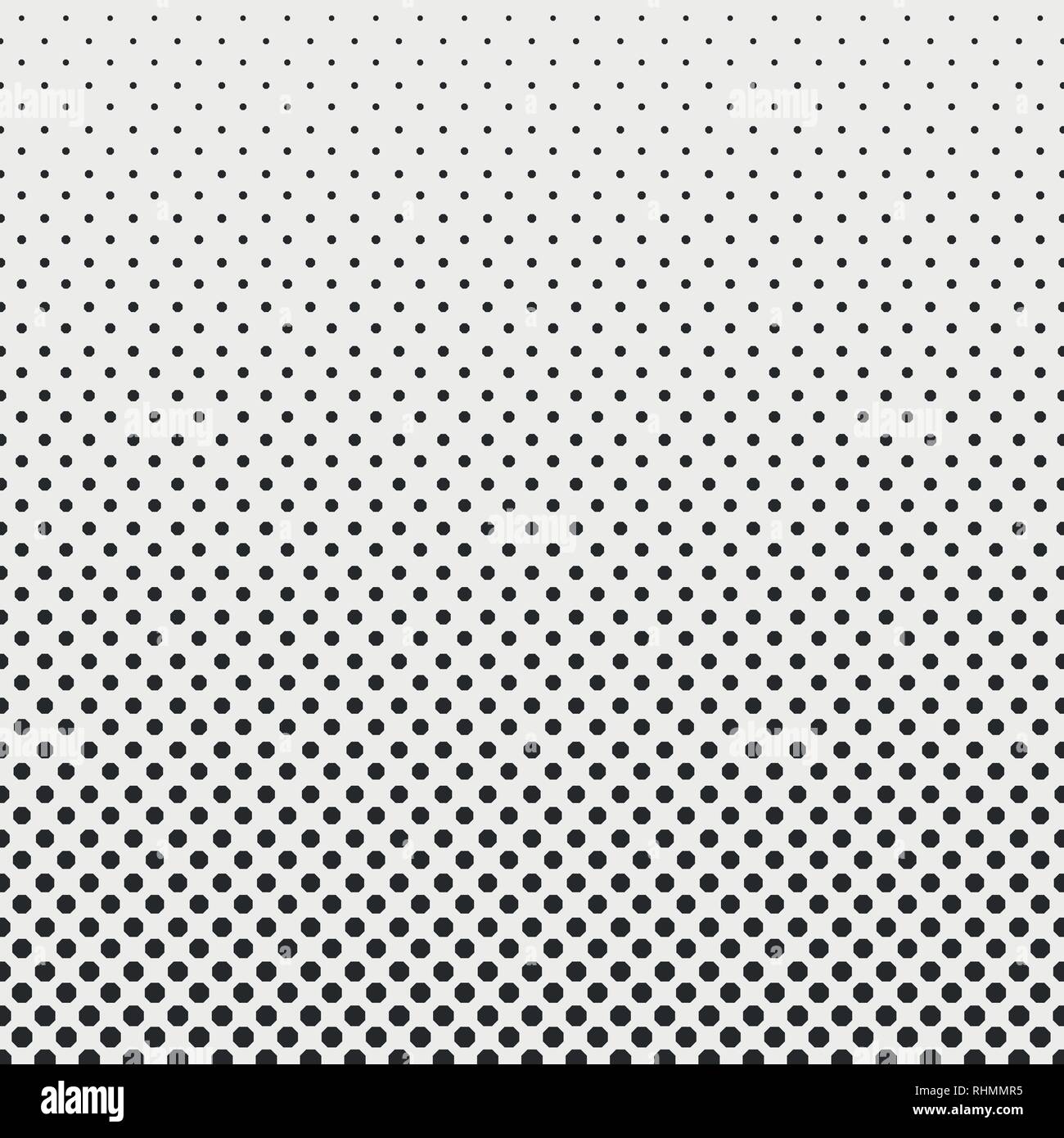 Esagonale astratto modello halftone sfondo bianco e nero, vettoriale EPS10 Illustrazione Vettoriale