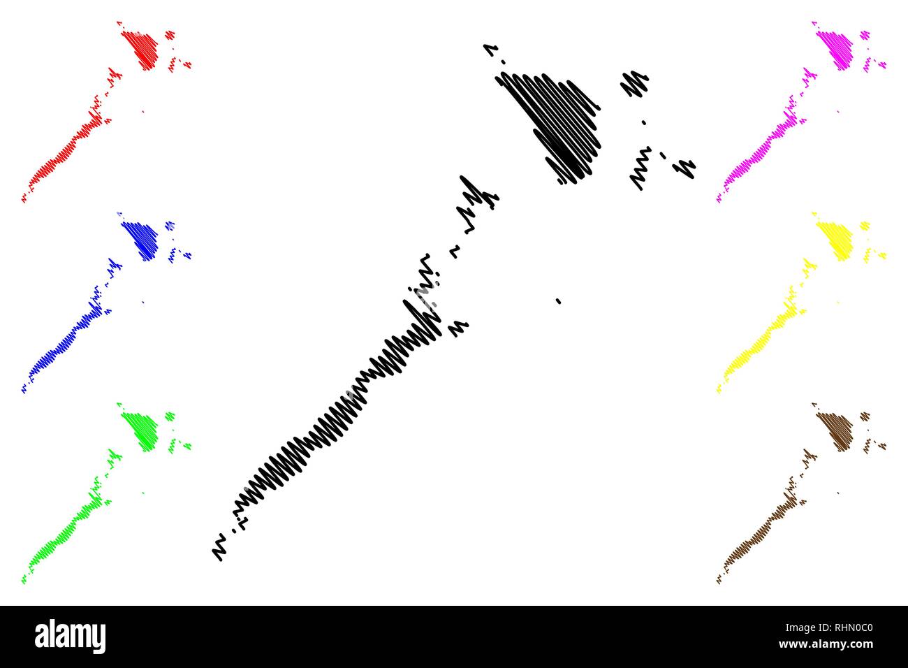 Mimaropa regione (regioni e province nelle Filippine Repubblica delle Filippine) mappa illustrazione vettoriale, scribble schizzo Southern Tagalog principali Illustrazione Vettoriale