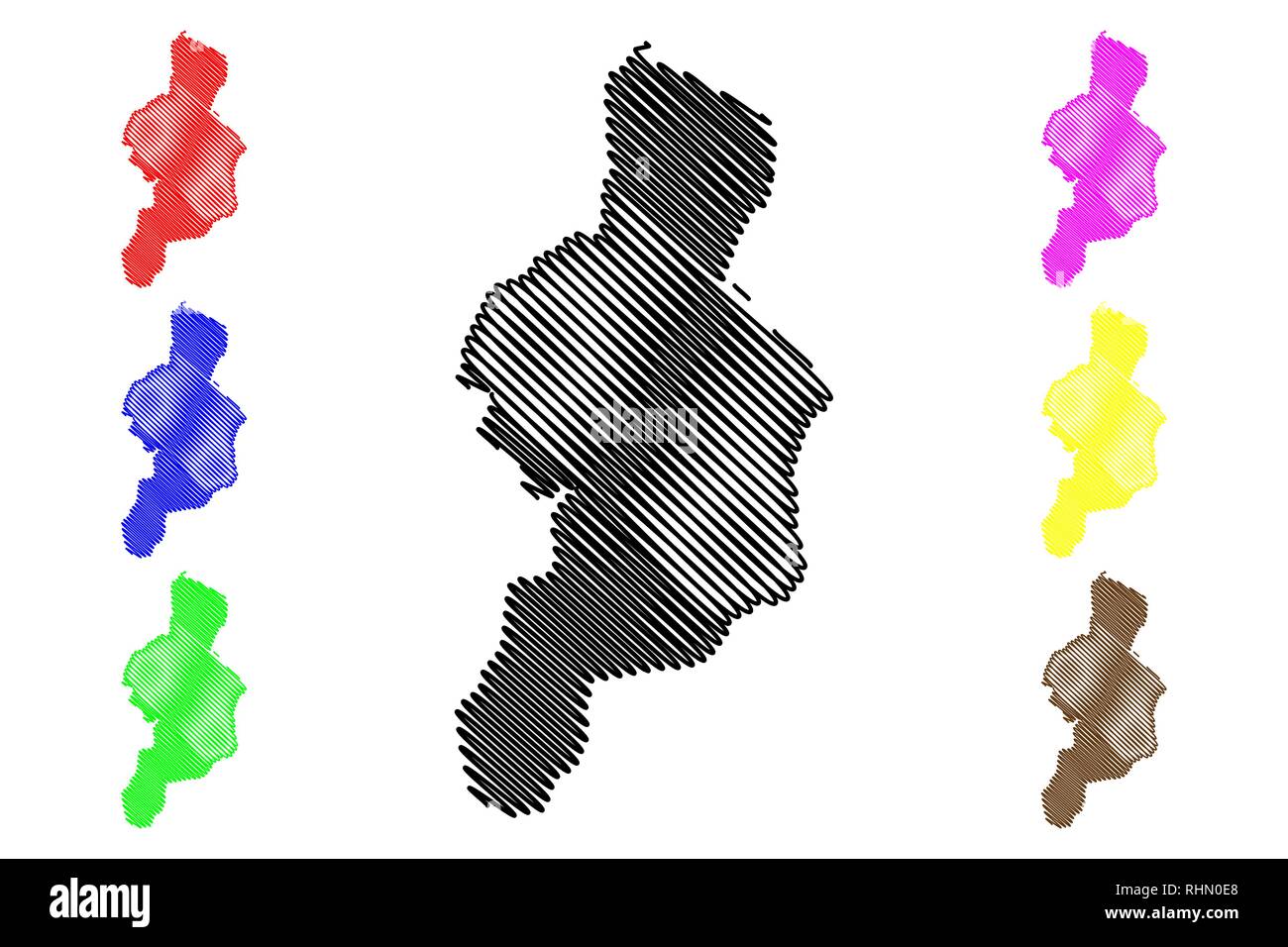 Cordillera Regione amministrativa (regioni e province nelle Filippine Repubblica delle Filippine) mappa illustrazione vettoriale, scribble schizzo corda Illustrazione Vettoriale