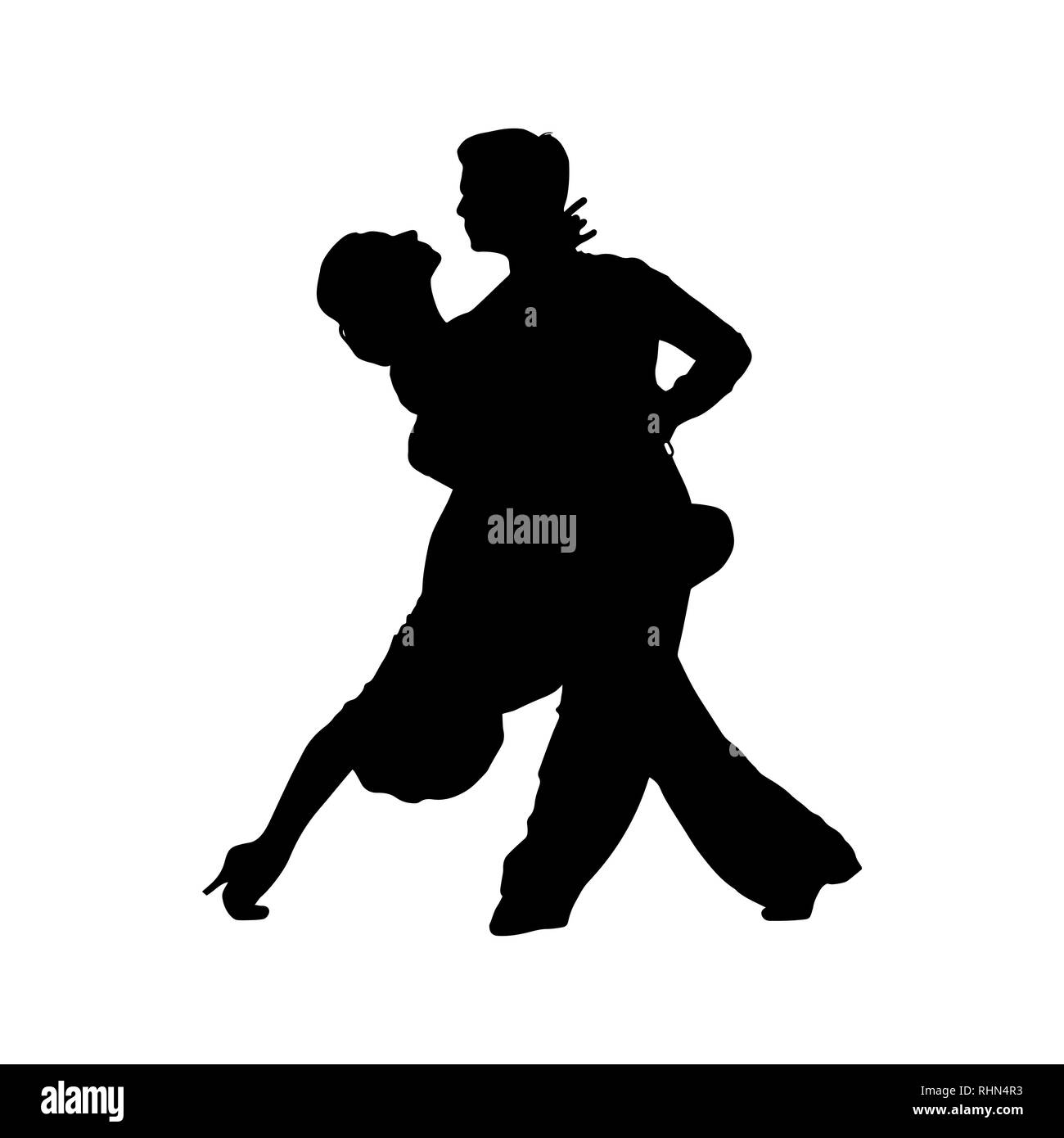 Silhouette di una coppia di ballerini, sala da ballo e danza sportiva Illustrazione Vettoriale