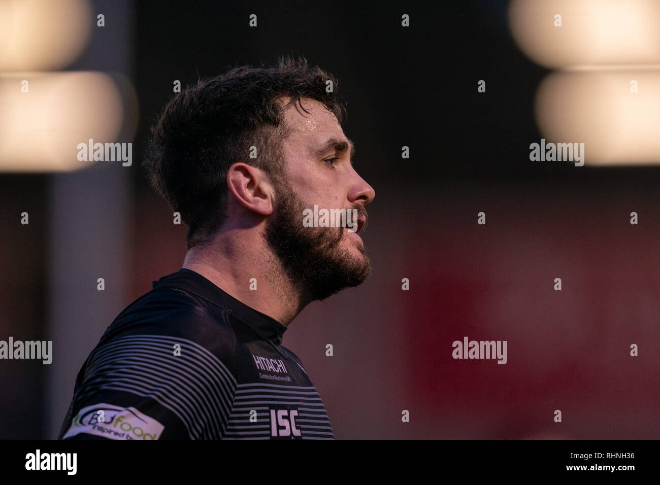 Vendita, UK. 03Feb, 2019. Newcastle Falcons Alex Dunbar 3 febbraio 2019, A J Bell Stadium, Vendita, Inghilterra; Premiership Rugby Cup, Vendita squali vs Newcastle Falcons Credito: Terry Donnelly/News immagini Credito: News immagini /Alamy Live News Foto Stock