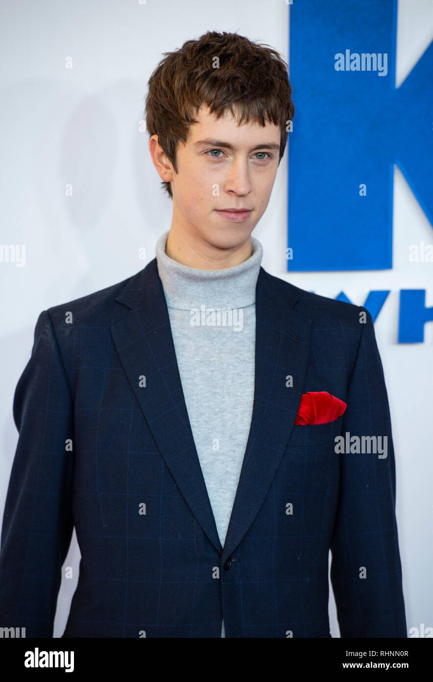 Londra, Inghilterra - Feb 03: Angus Imrie assiste un gala per lo screening di 'il capretto che sarebbe stato re" tenutasi presso Odeon Leicester Square nel febbraio 03, 2019 a Londra, Inghilterra Foto Stock