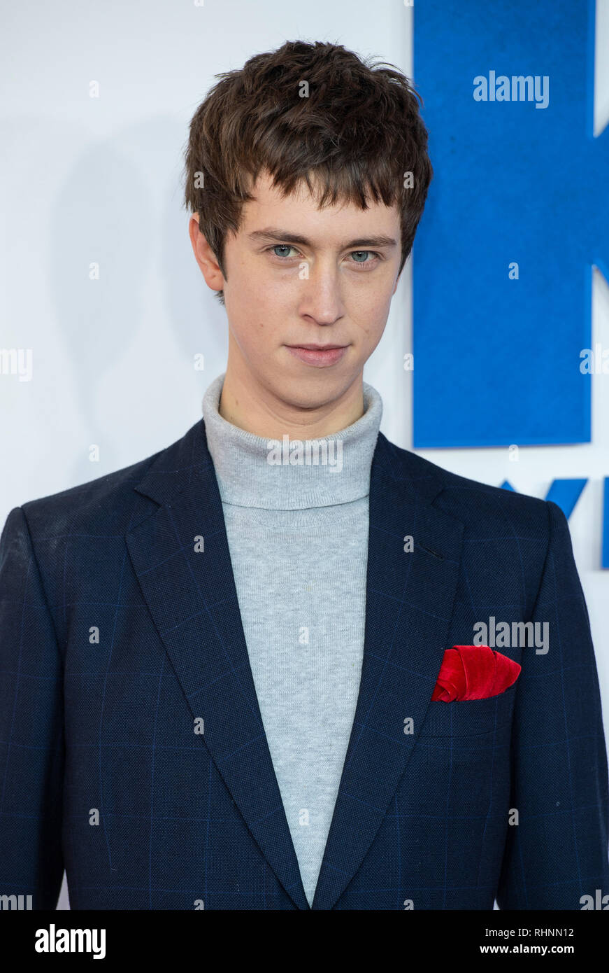 Londra, Inghilterra - Feb 03: Angus Imrie assiste un gala per lo screening di 'il capretto che sarebbe stato re" tenutasi presso Odeon Leicester Square nel febbraio 03, 2019 a Londra, Inghilterra Foto Stock