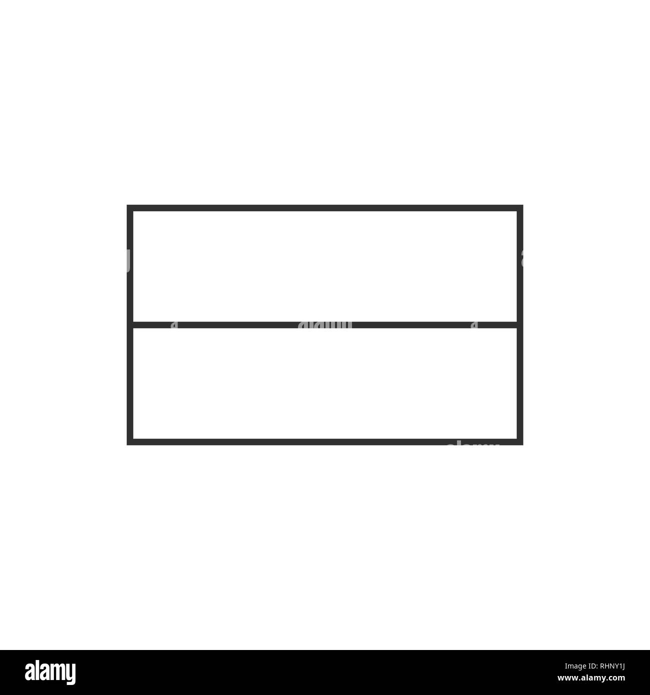 Bicolor orizzontale due bande paese icona bandiera in sagoma nera design piatto. Giorno di indipendenza o giornata nazionale il concetto di vacanza. Illustrazione Vettoriale