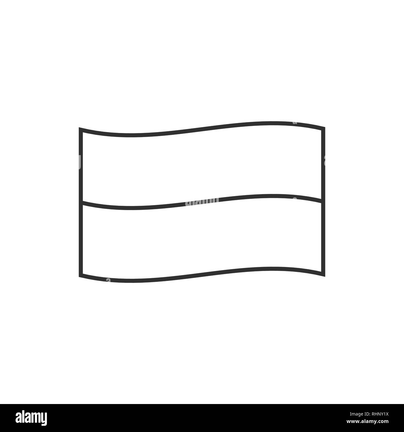 Bicolor orizzontale due bande paese icona bandiera in sagoma nera design piatto. Giorno di indipendenza o giornata nazionale il concetto di vacanza. Illustrazione Vettoriale