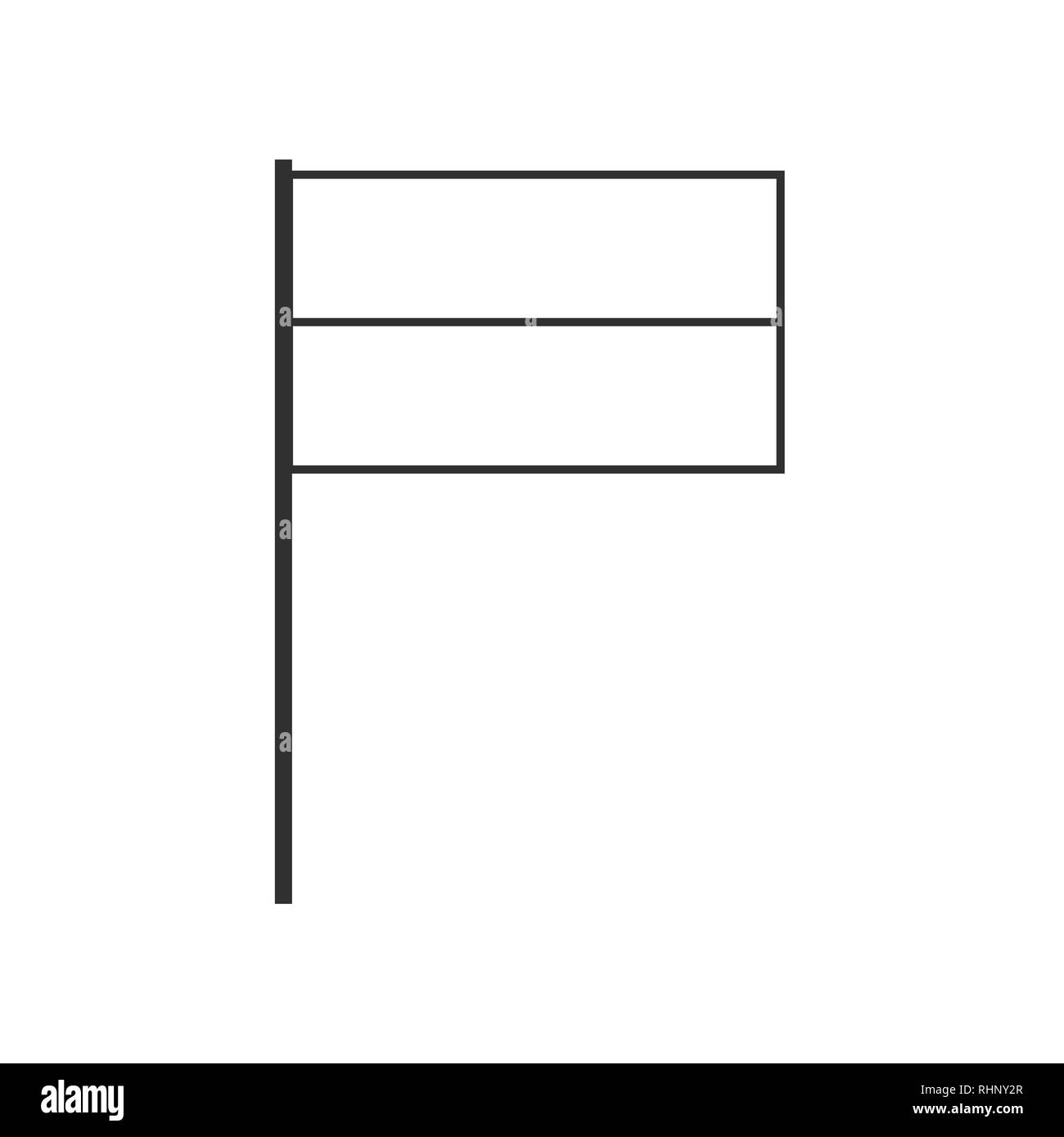 Bicolor orizzontale due bande paese icona bandiera in sagoma nera design piatto. Giorno di indipendenza o giornata nazionale il concetto di vacanza. Illustrazione Vettoriale