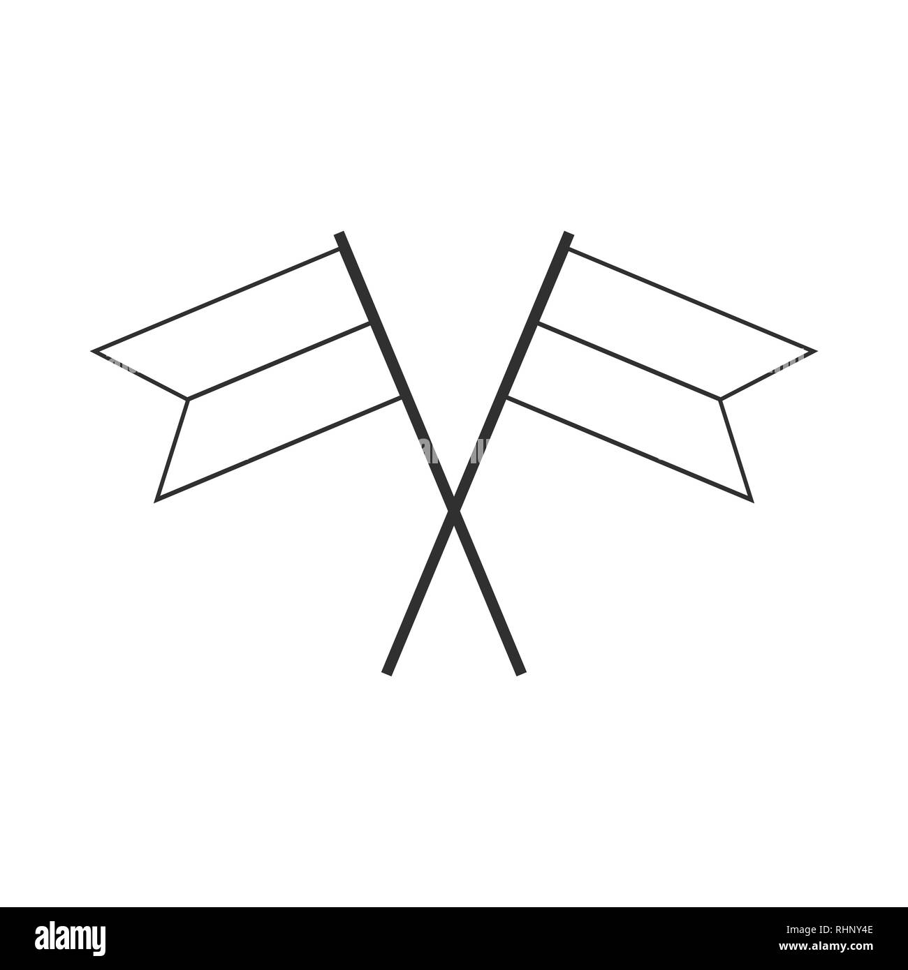 Bicolor orizzontale due bande paese icona bandiera in sagoma nera design piatto. Giorno di indipendenza o giornata nazionale il concetto di vacanza. Illustrazione Vettoriale