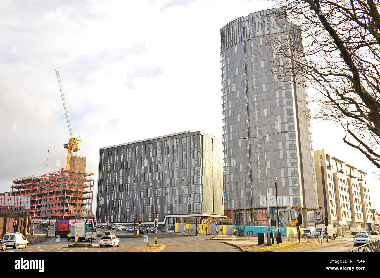 L'X1 trimestre lo sviluppo in Liverpool City Centre in corrispondenza della giunzione di abbassare il Parlamento Street e a Wapping Foto Stock