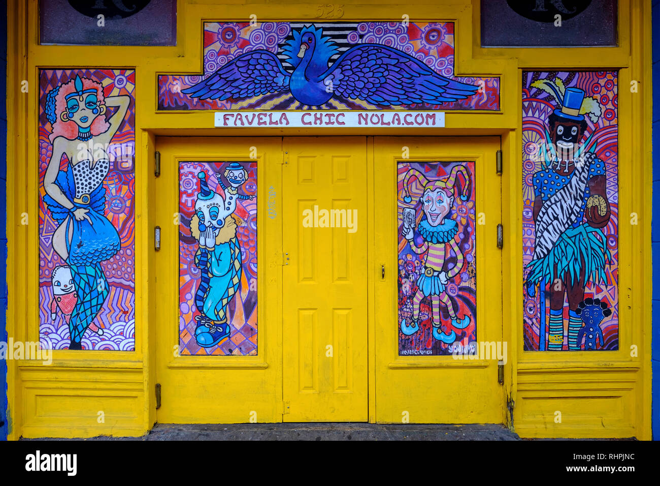 Favela ristorante chic, angolo di francesi Street e Chartres Street, Marigny neighborhood, New Orleans French Quarter, Louisiana, Stati Uniti d'America. Foto Stock