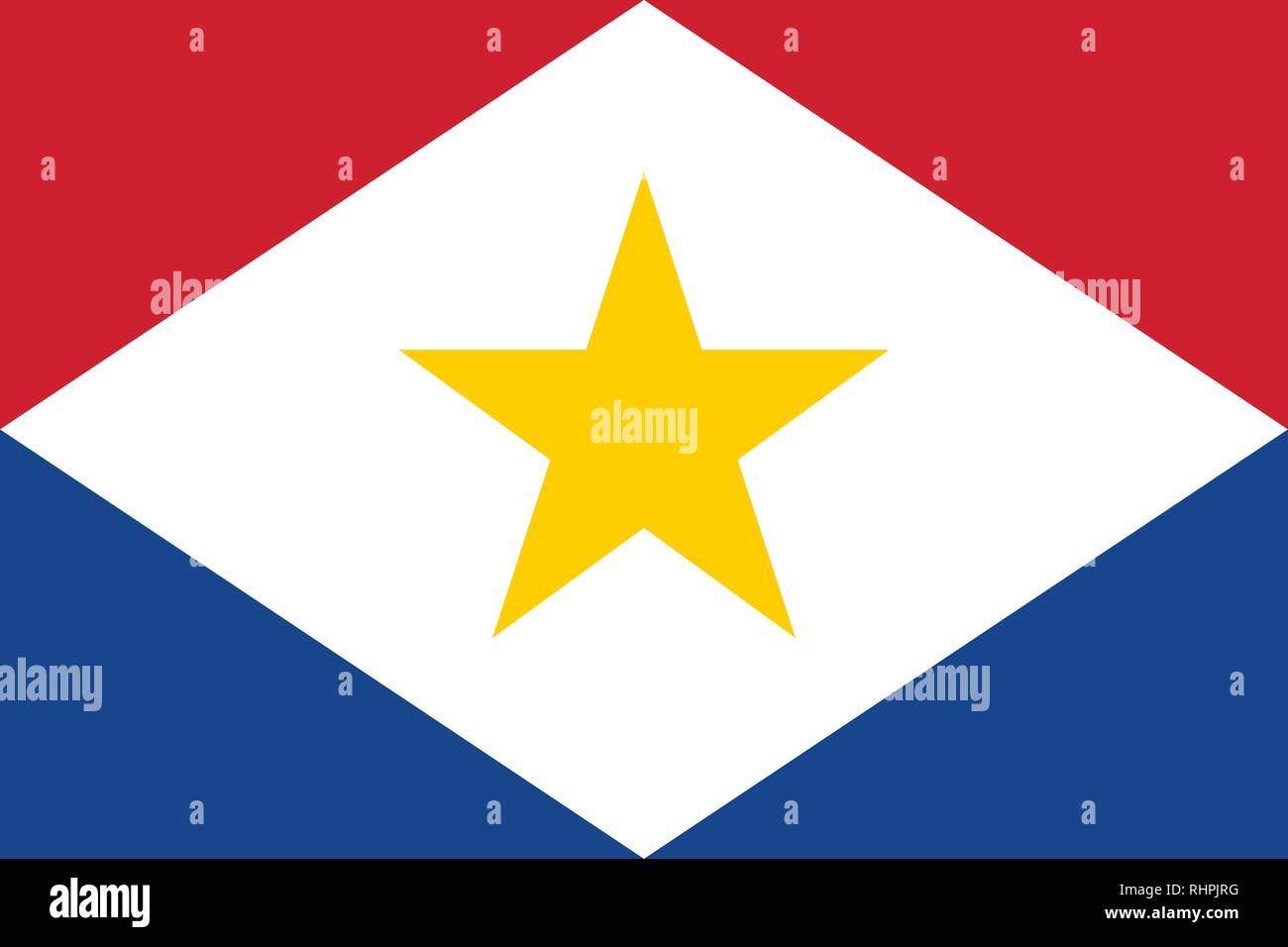 Immagine vettoriale di Saba bandiera. Sulla base del funzionario e l'esatto Saba bandiera dimensioni (3:2) & colori (bianco, 186C, 286c e 116C) Illustrazione Vettoriale
