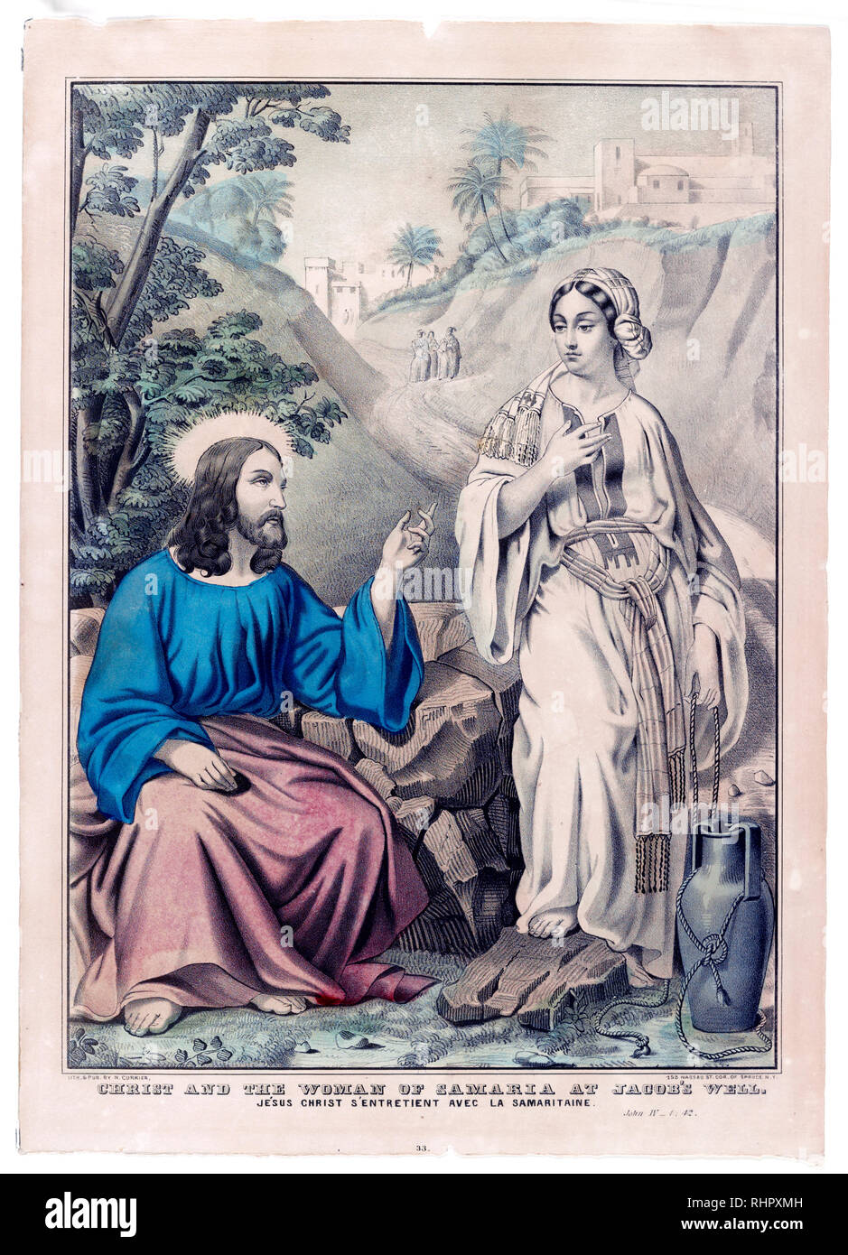 Cristo e la donna di Samaria al pozzo di Giacobbe: Gesù Cristo s'Entretient avec la Samaritaine. Giovanni IV - 1:42 ca. 1835-1856 Foto Stock
