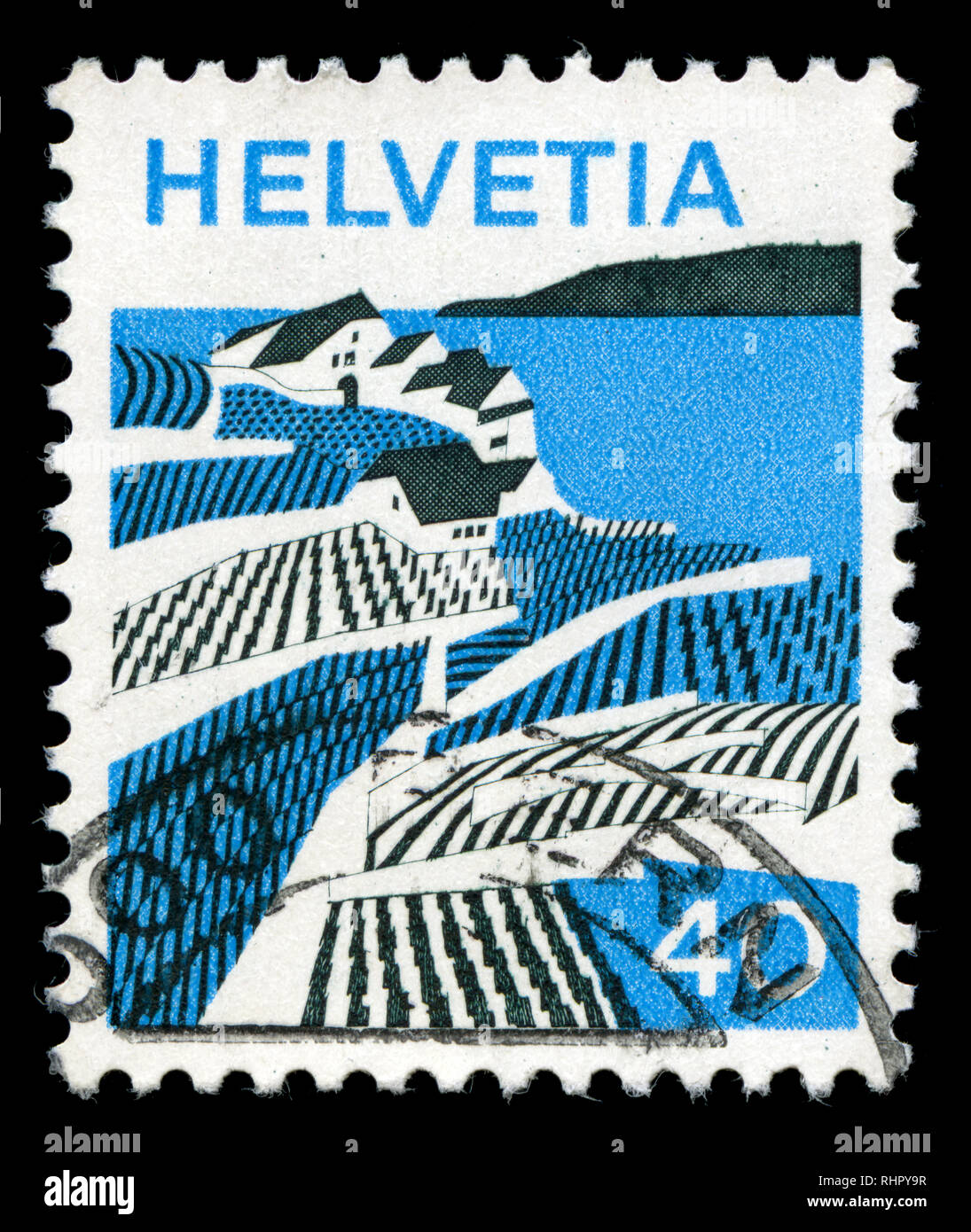 Francobollo dalla Svizzera nella serie di paesaggi rilasciato in 1973 Foto Stock