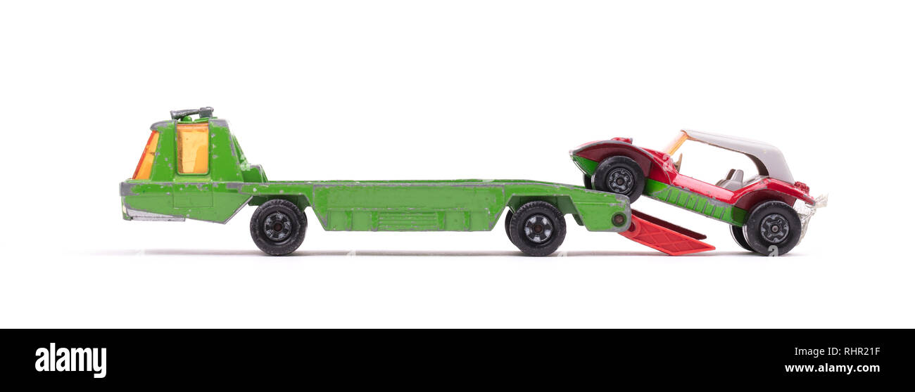 Pick up truck, auto recovery, isolato su bianco Foto Stock