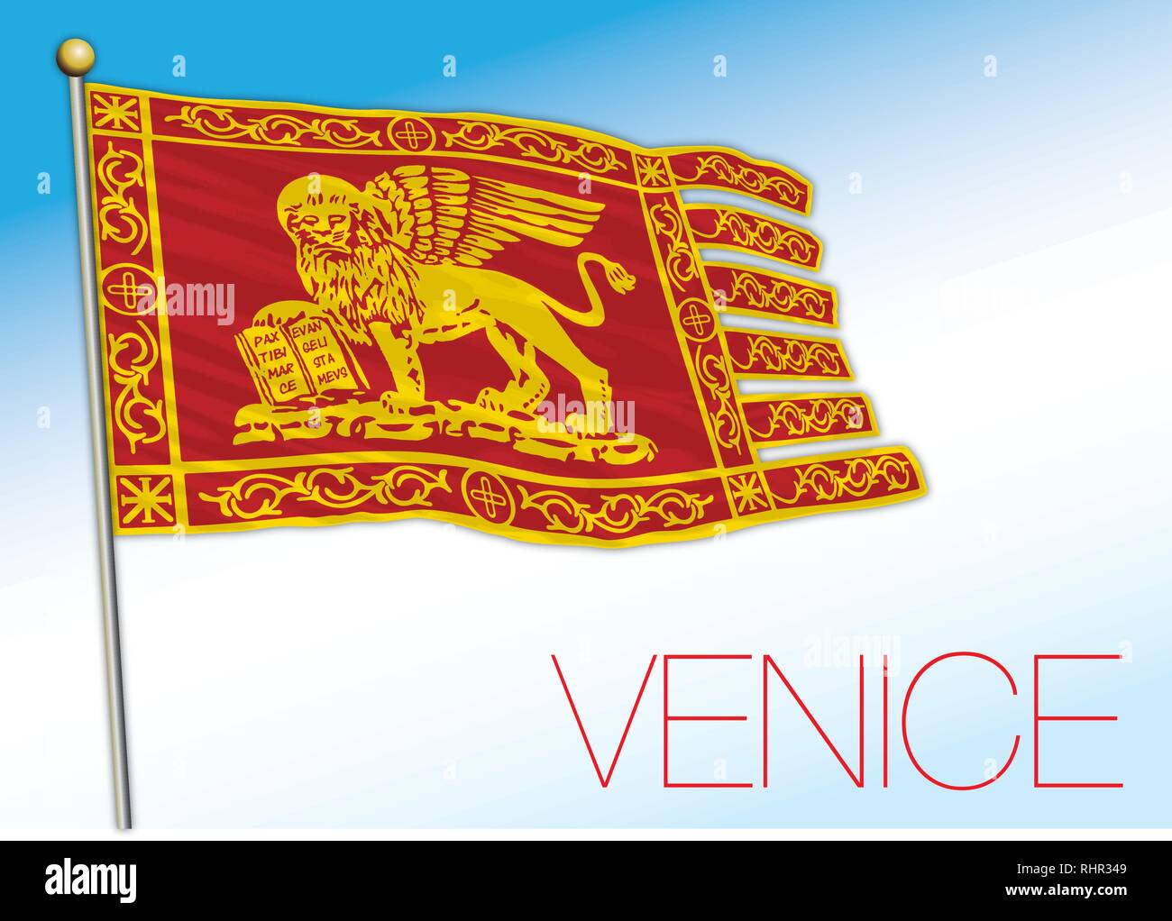 Bandiera di Venezia con Saint Marc lion, Italia, illustrazione vettoriale Illustrazione Vettoriale