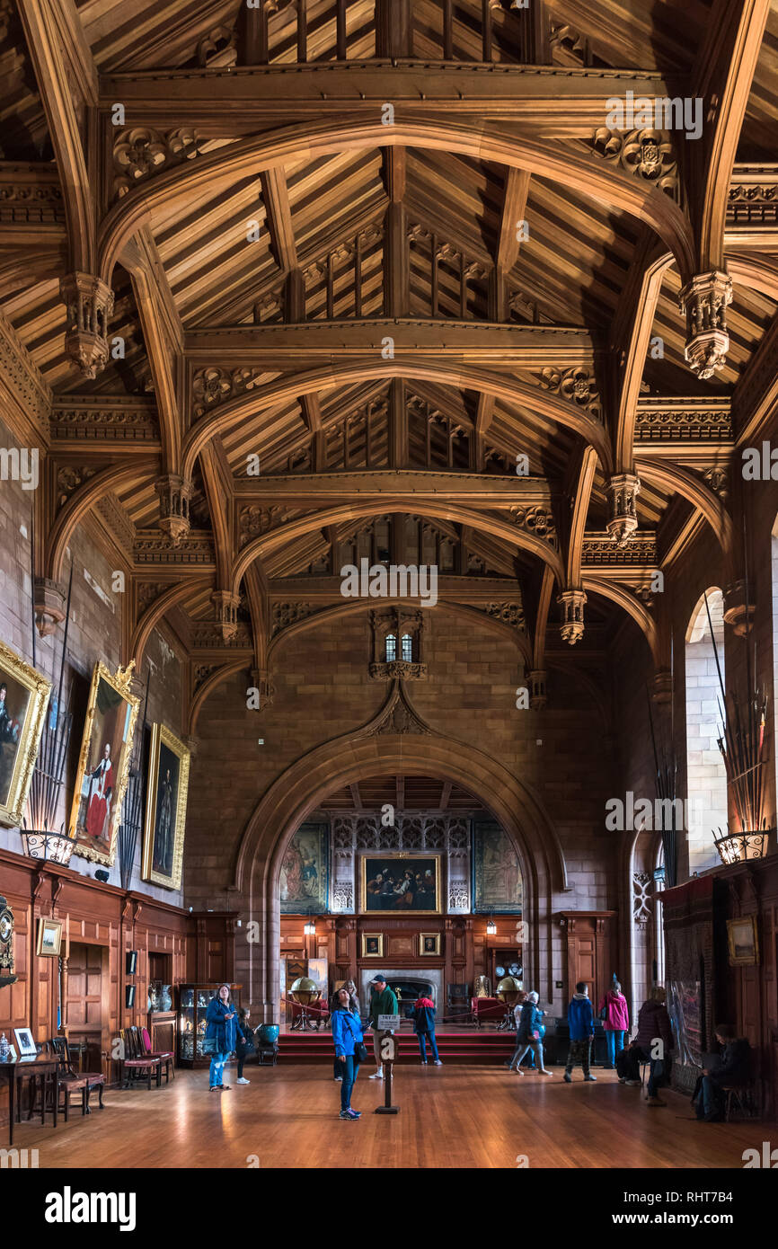 King's Hall, Bamburgh Castle, Northumberland, Regno Unito Foto Stock