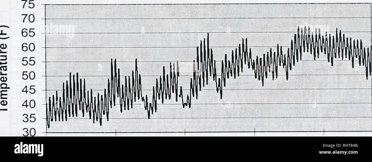 . Il grande fiume Blackfoot restauro relazione sullo stato di avanzamento dei lavori per il 2002 e 2003 . Popolazioni di pesci; Pesci; gestione della pesca di trote; pesca; Stream ecologia; Blackfoot River (Mont. ). Mese Max Temp Min Temp || Avg Temp || StPev Temp || Var Temp LUGLIO 68.33 46,10 58.82 4.67 21.82 agosto 64.91 45.38 54.94 19.46 4.41 Settembre 66.28 37.20 50.42 5,92 35.02 Youmame Creek @ Galles Creek Rd 2002 4/23/2002 5/13/2002 6/9/2002 29/6/2002 7/19/2002. Mese Max Temp Min Temp Avg Temp Temp devst Var Temp Aprile 51.08 31.72 39.05 4.50 20.21 Maggio 55.97 32.52 43.02 17.20 27.01 Giugno 64.91 38.72 50.89 6.19 38.33 Luglio 66.9 Foto Stock