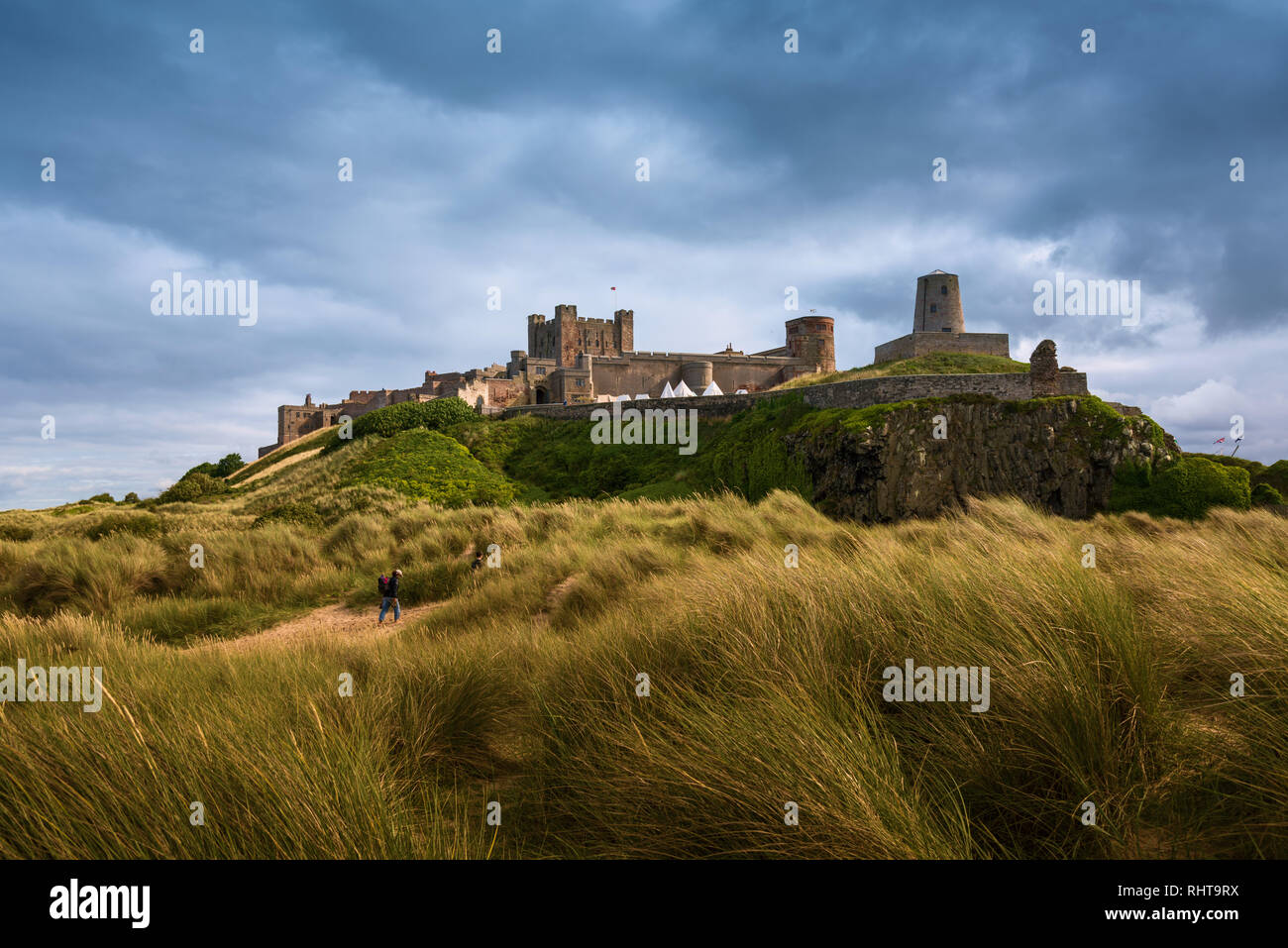 Il castello di Bamburgh, Northumberland, Regno Unito Foto Stock