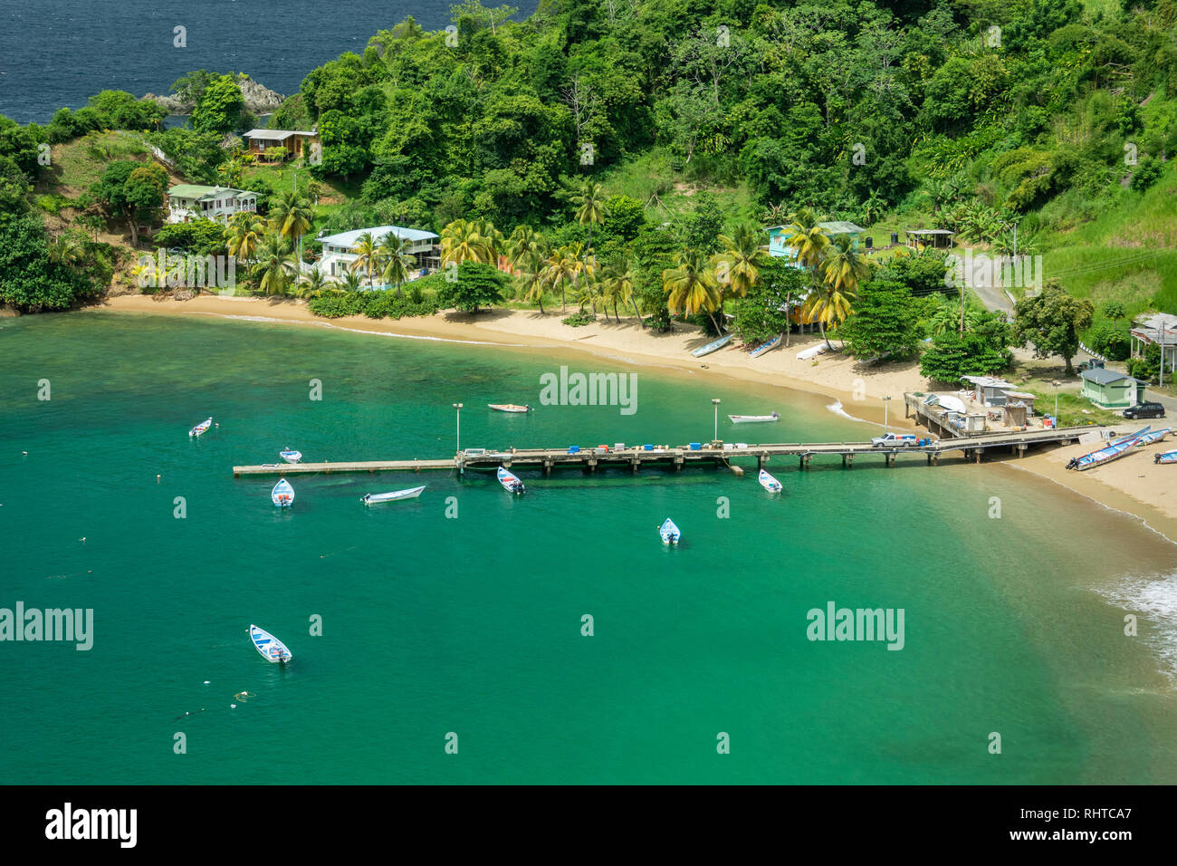 Parlatuvier baia sulla costa nord dell'isola di Tobago Trinidad & Tobago. Foto Stock