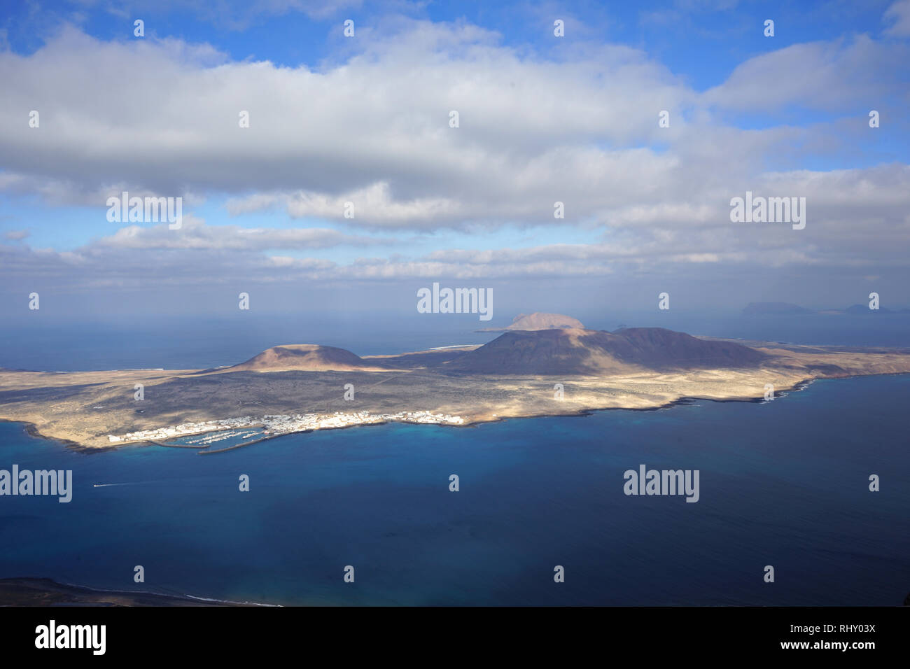 Mirador del Río, Blick auf Graciosa, Lanzarote, Kanarische isole, Spanien Foto Stock