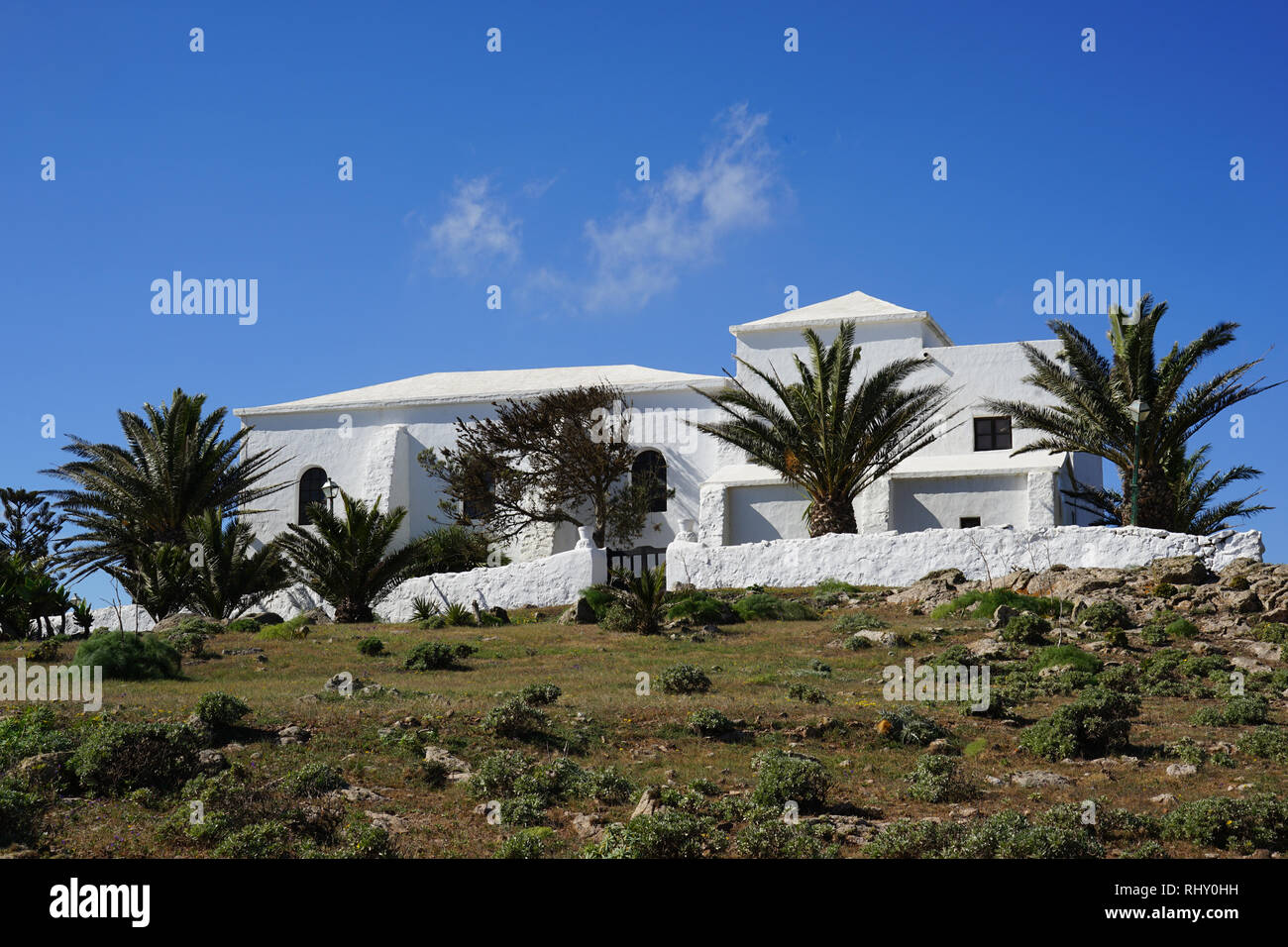 Eremita de las Nieves, Wallfahrtskapelle, Risco de Famara, Lanzarote, Kanarische isole, Spanien Foto Stock