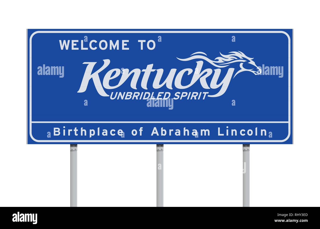 Illustrazione Vettoriale del Benvenuto in Kentucky cartello blu Illustrazione Vettoriale