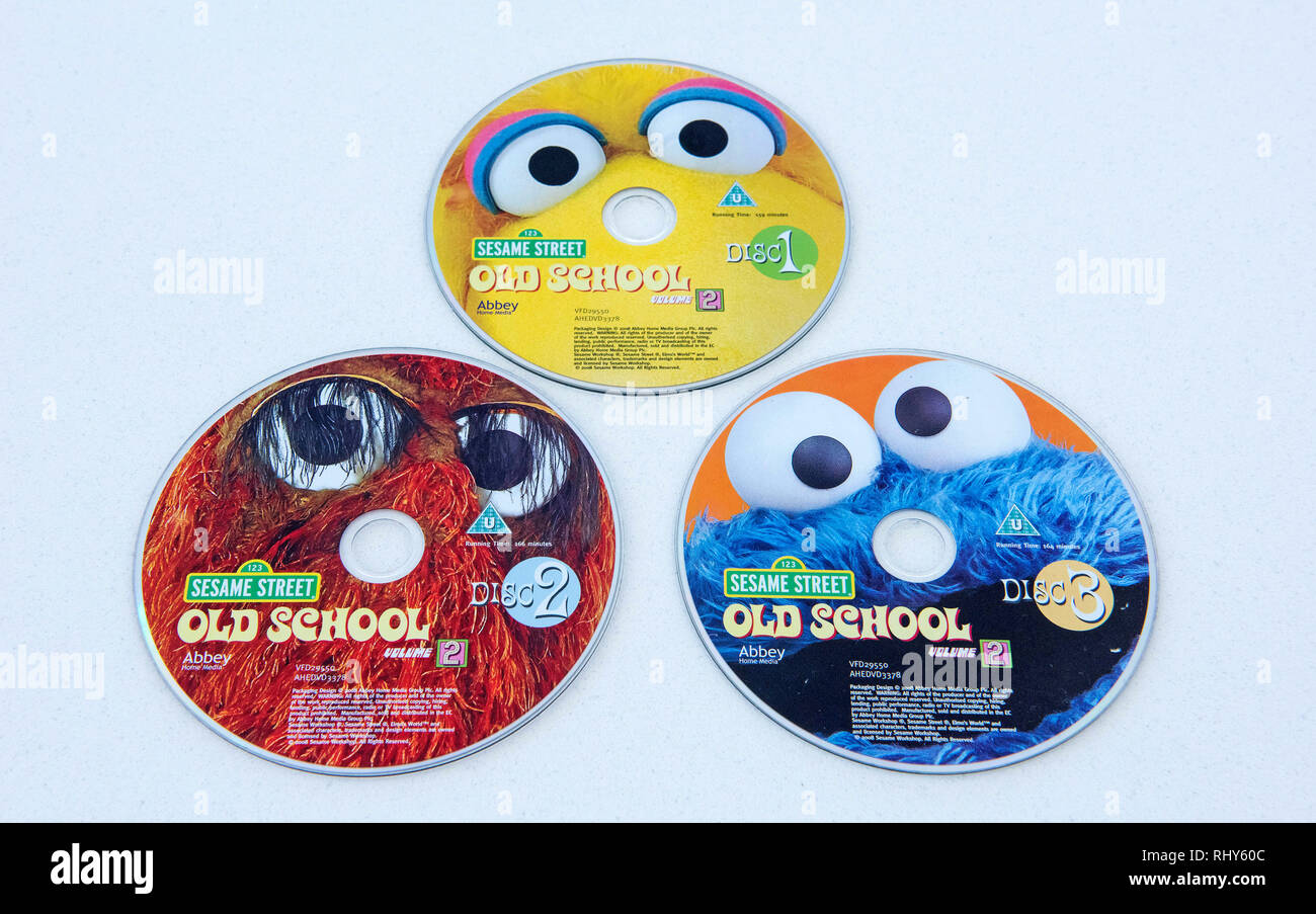Triplo dvd set di famosi bambini programma televisivo Sesame Street. Foto Stock